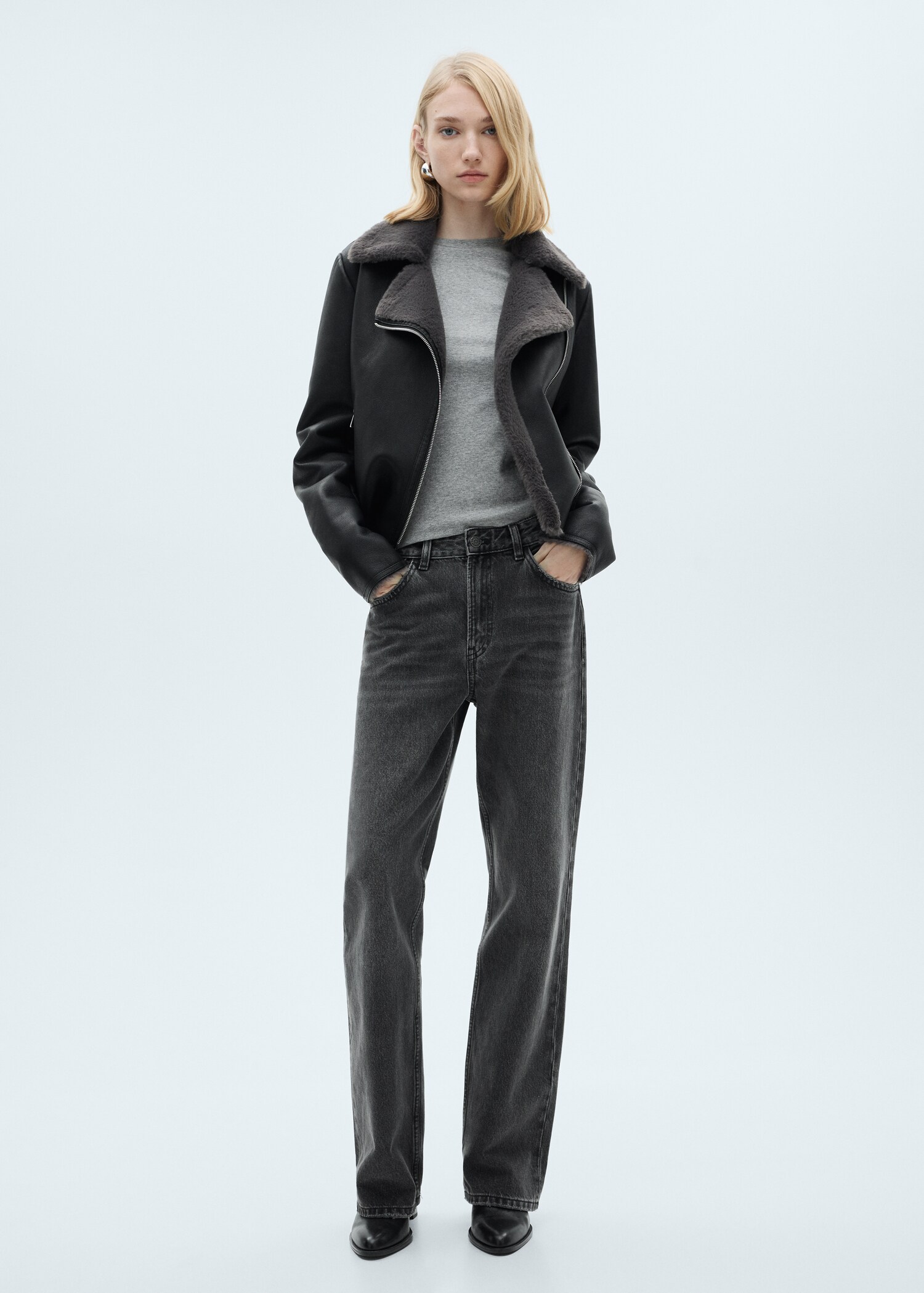 Jacket with shearling-effect lining - General plane