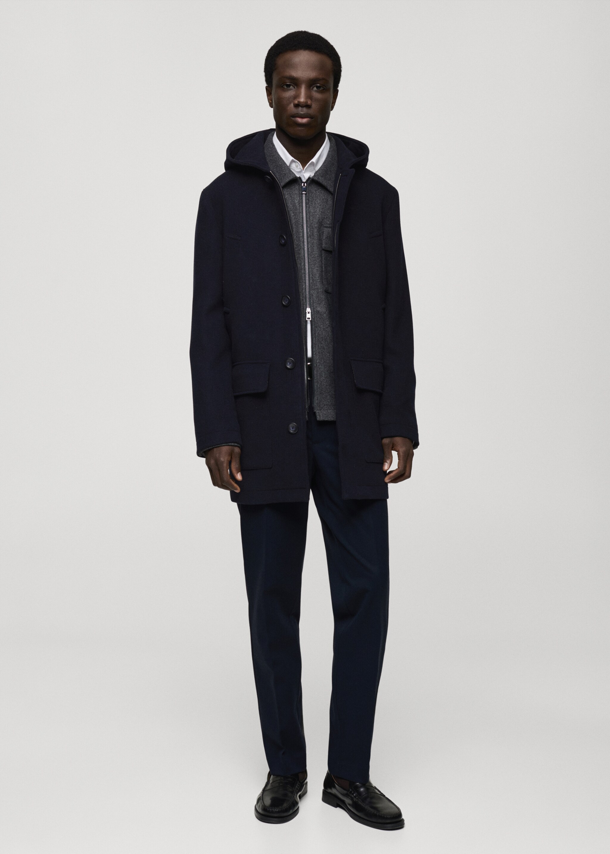 Hooded wool coat - General plane