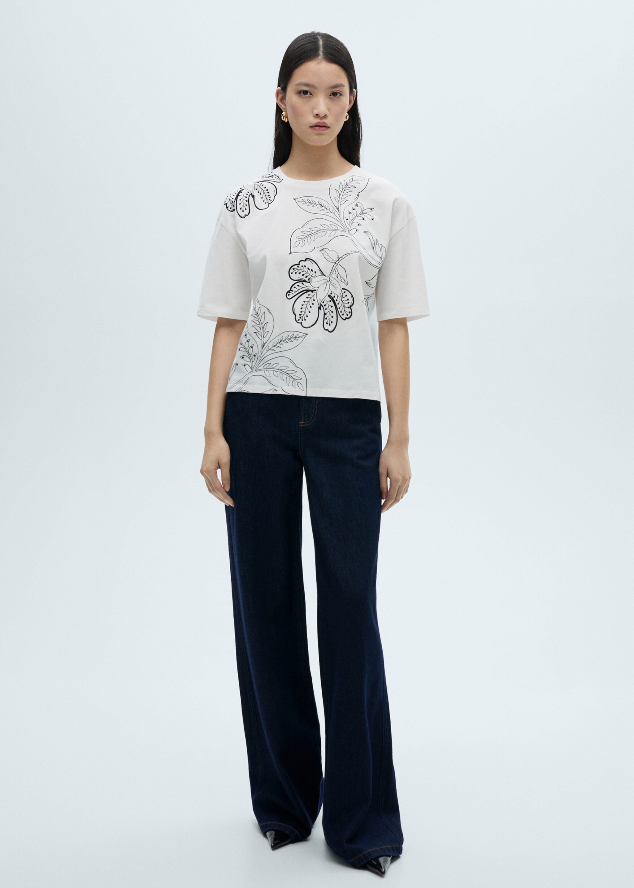 Camiseta algodón estampado flor - Plano general