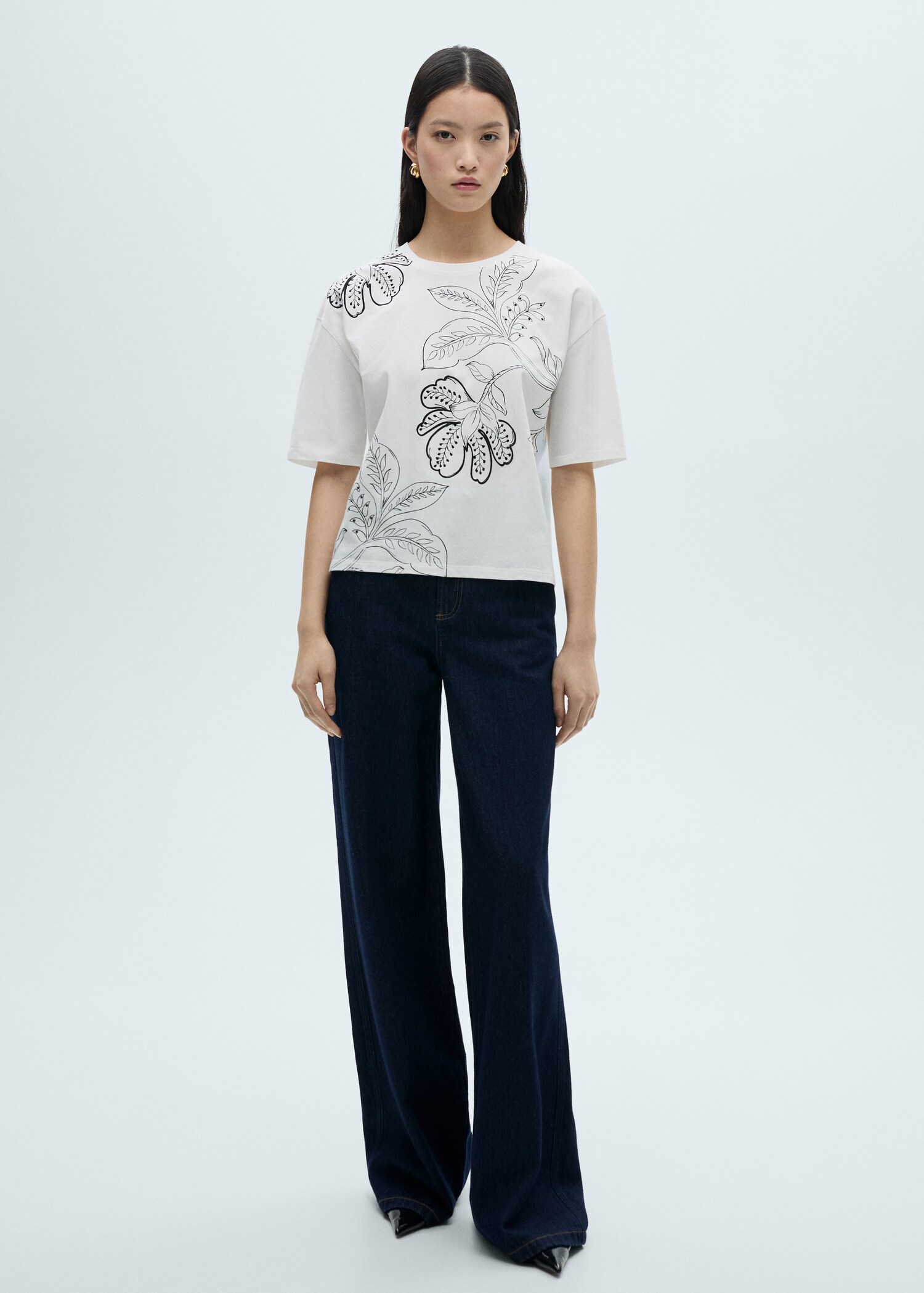 Camiseta algodón estampado flor - Plano general