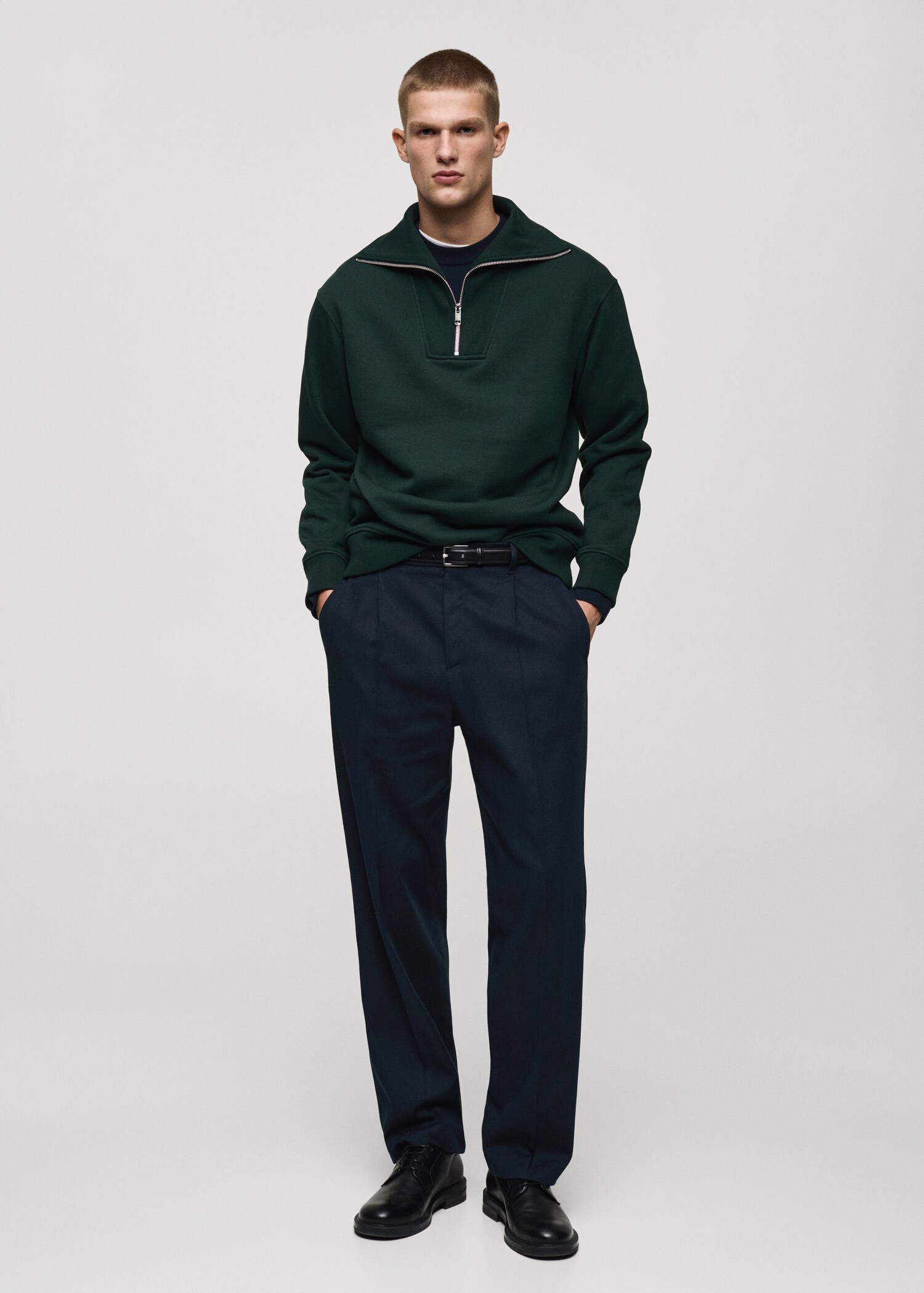 Regular-fit zipper-neck sweatshirt - General plane