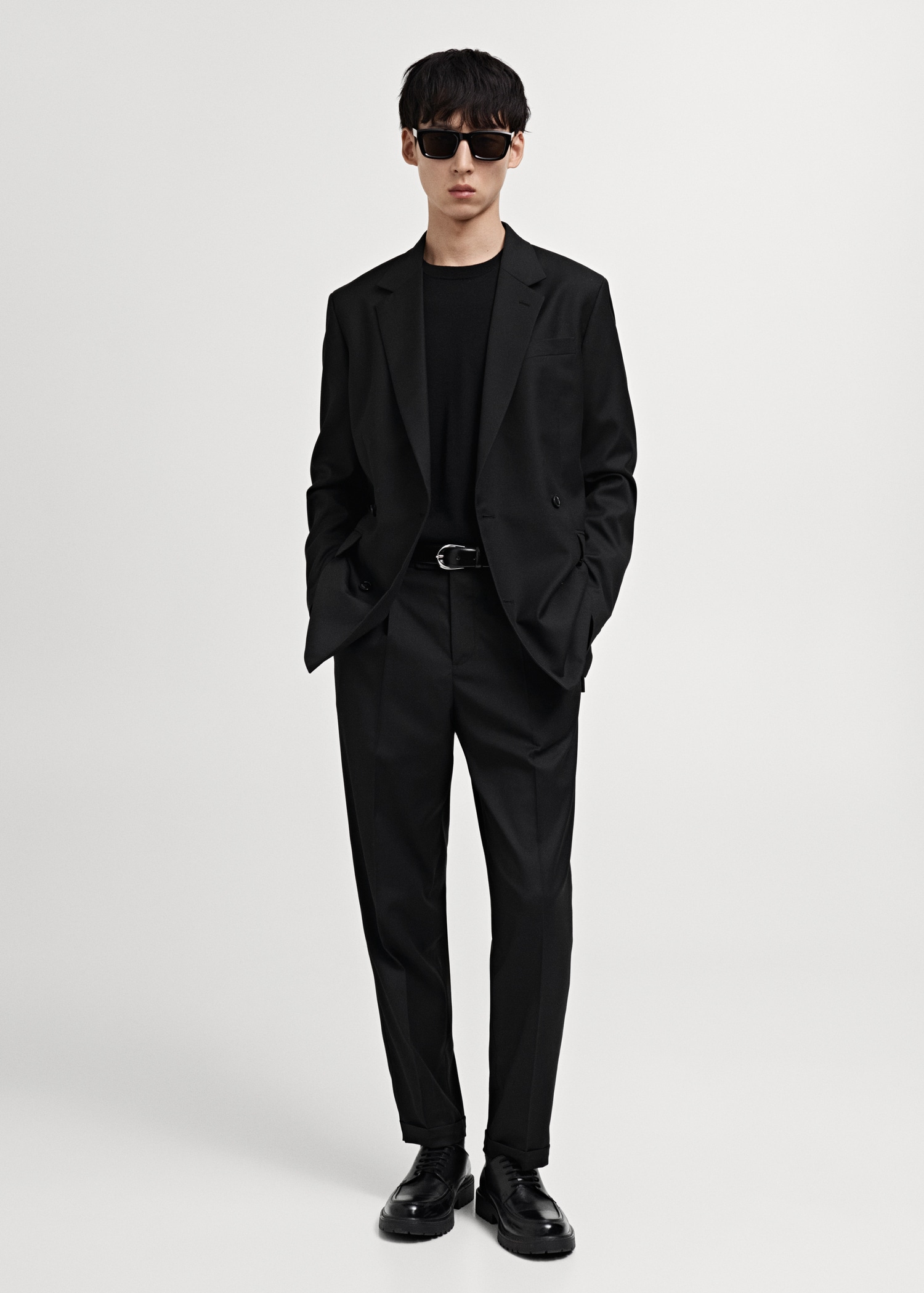 Boston regular-fit double-breasted suit jacket - General plane