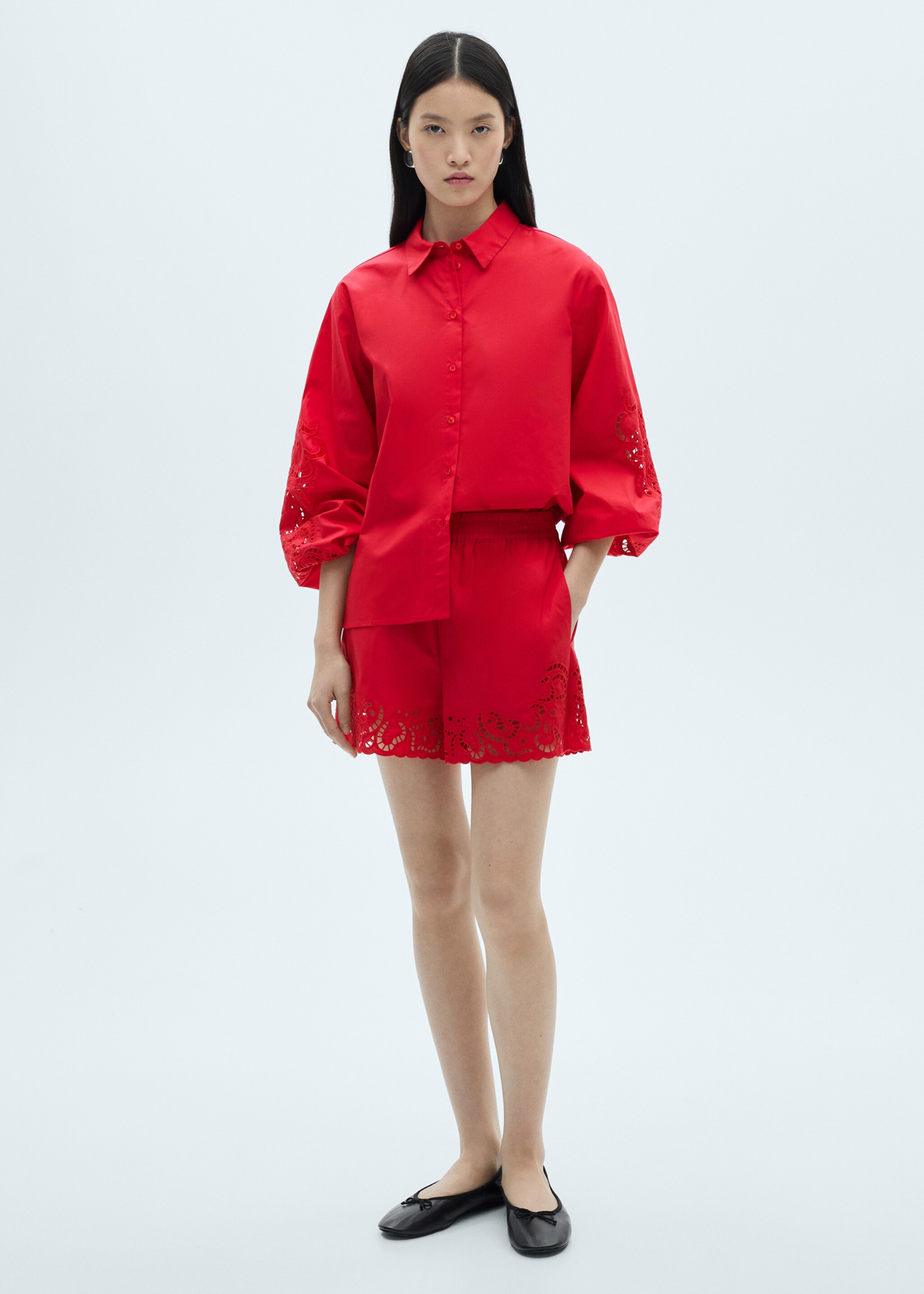 Chemise coton détails ajourés - Plan général