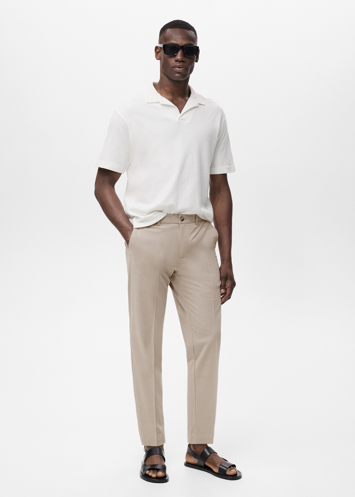 Bologna slim cropped comfort stretch trousers - General plane