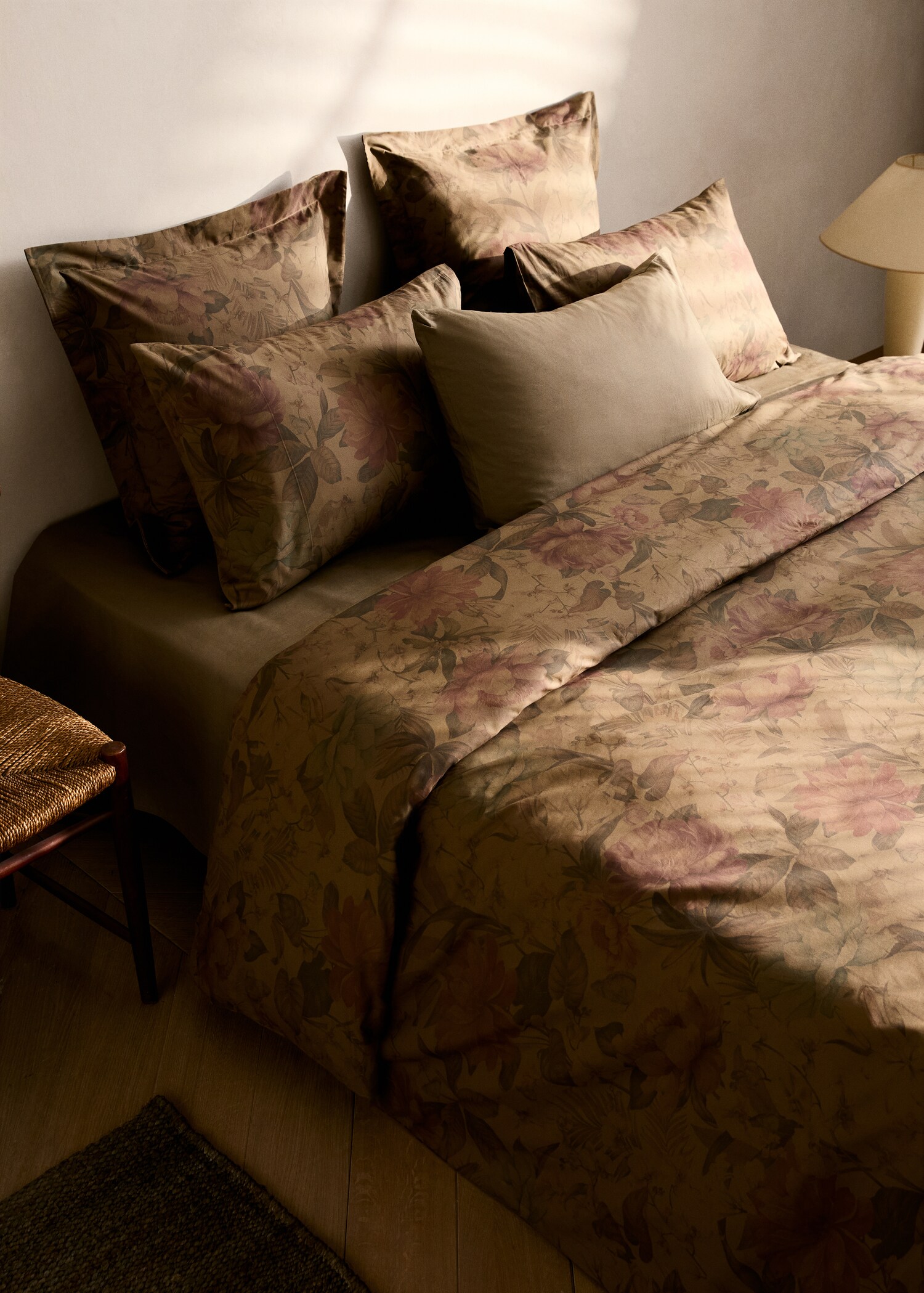 Housse de couette percale de coton imprimé fleuri multicolore lit 90 cm - Plan général