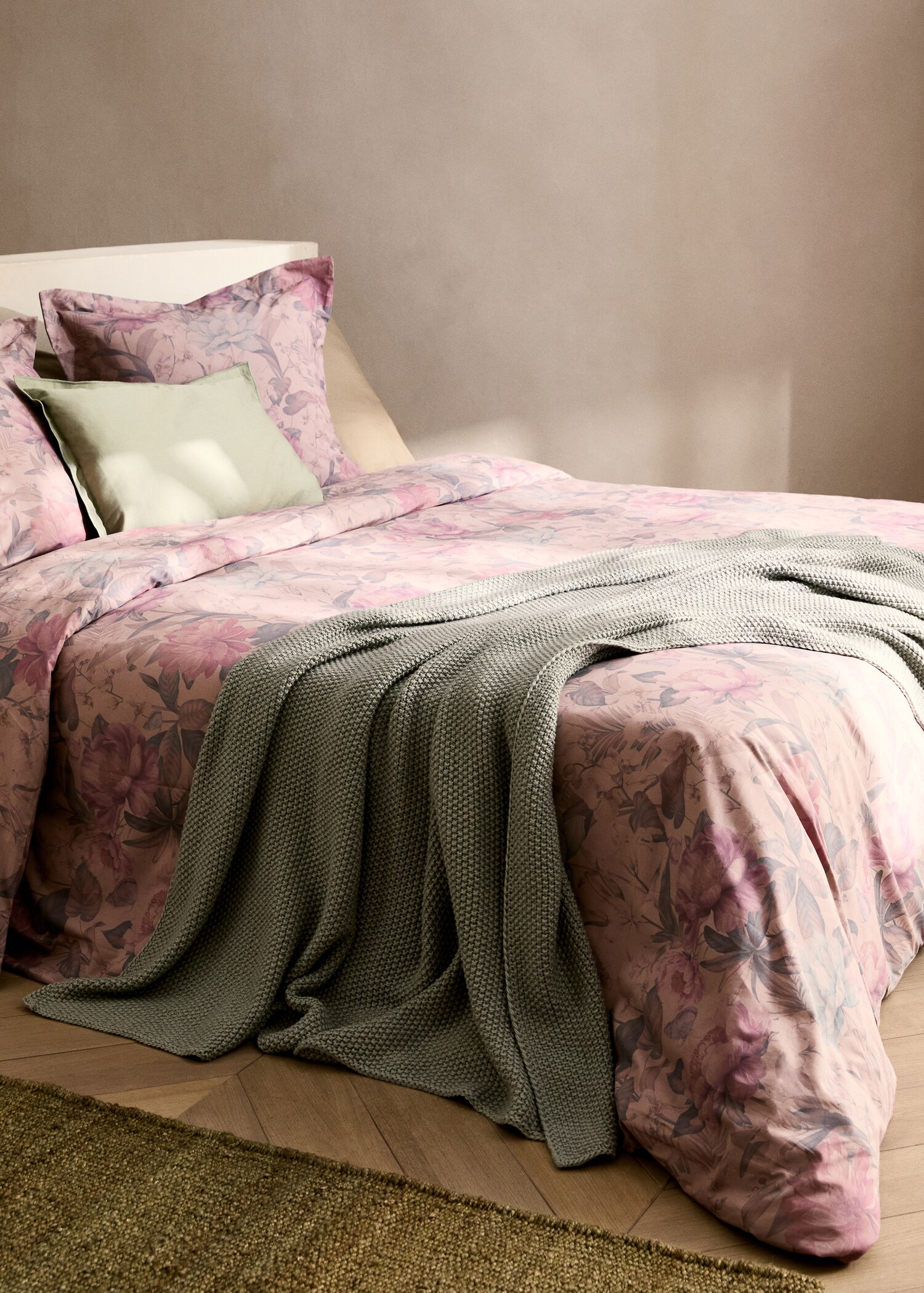 Housse de couette percale de coton imprimé fleuri multicolore lit 90 cm - Plan général
