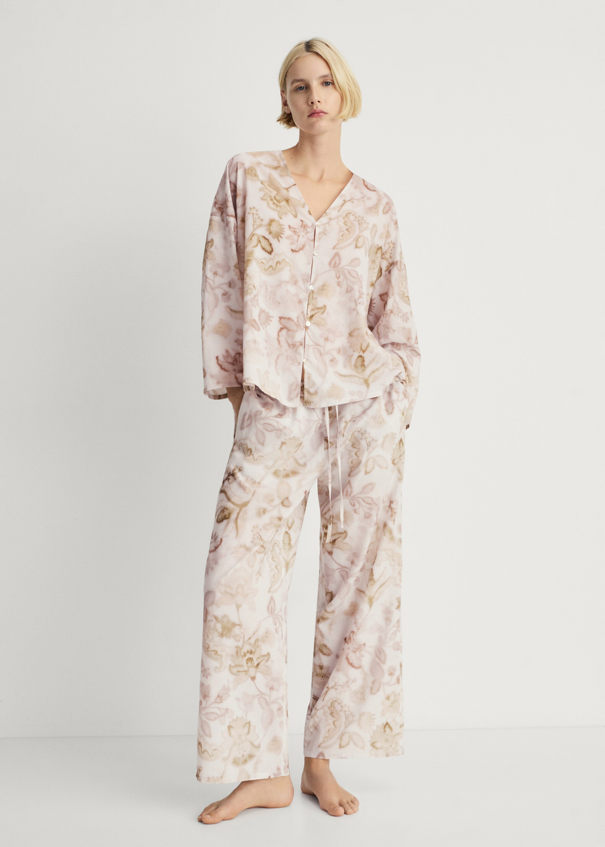 Pyjama top with floral detail - General plane