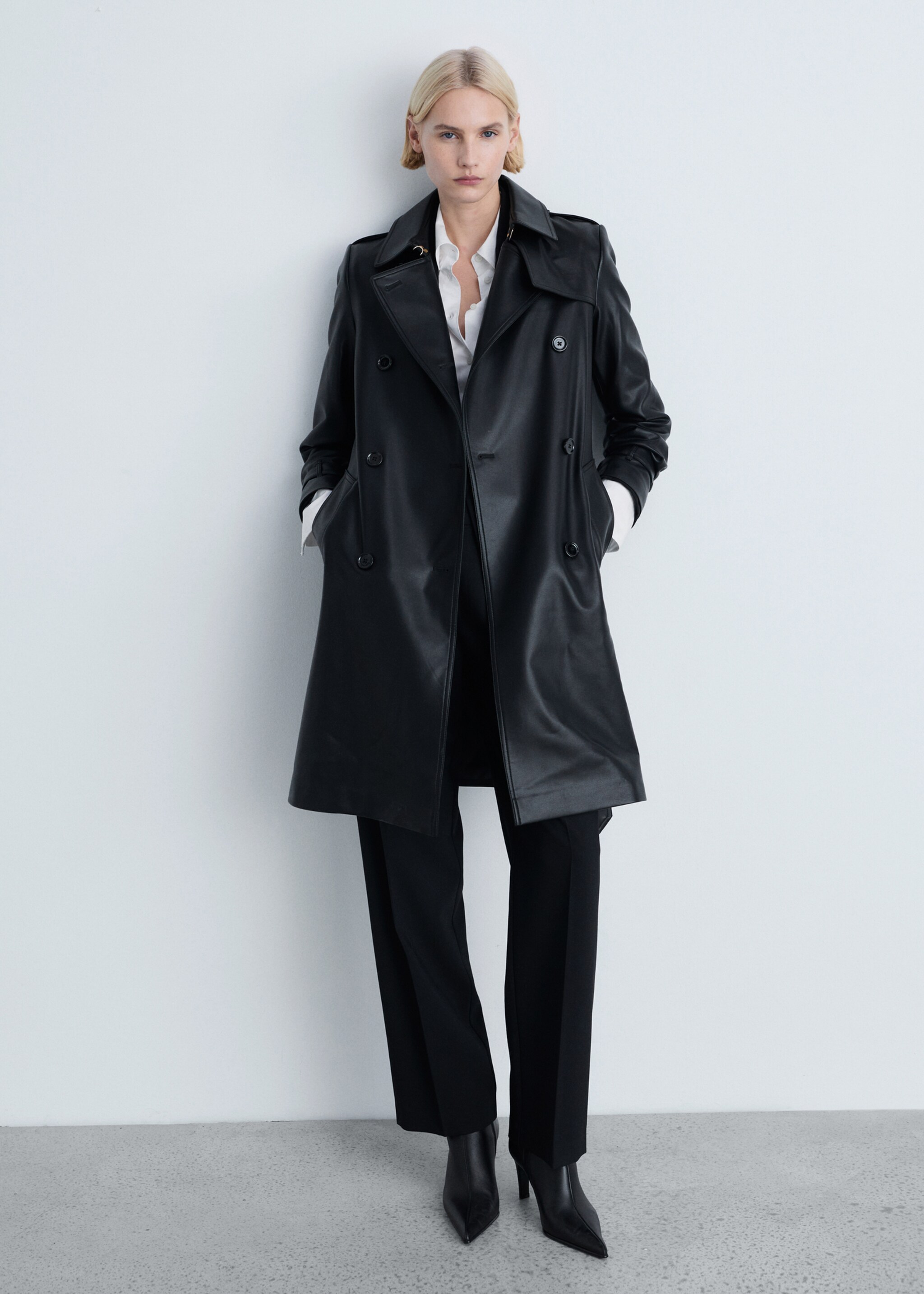 Leather-effect trench coat - General plane