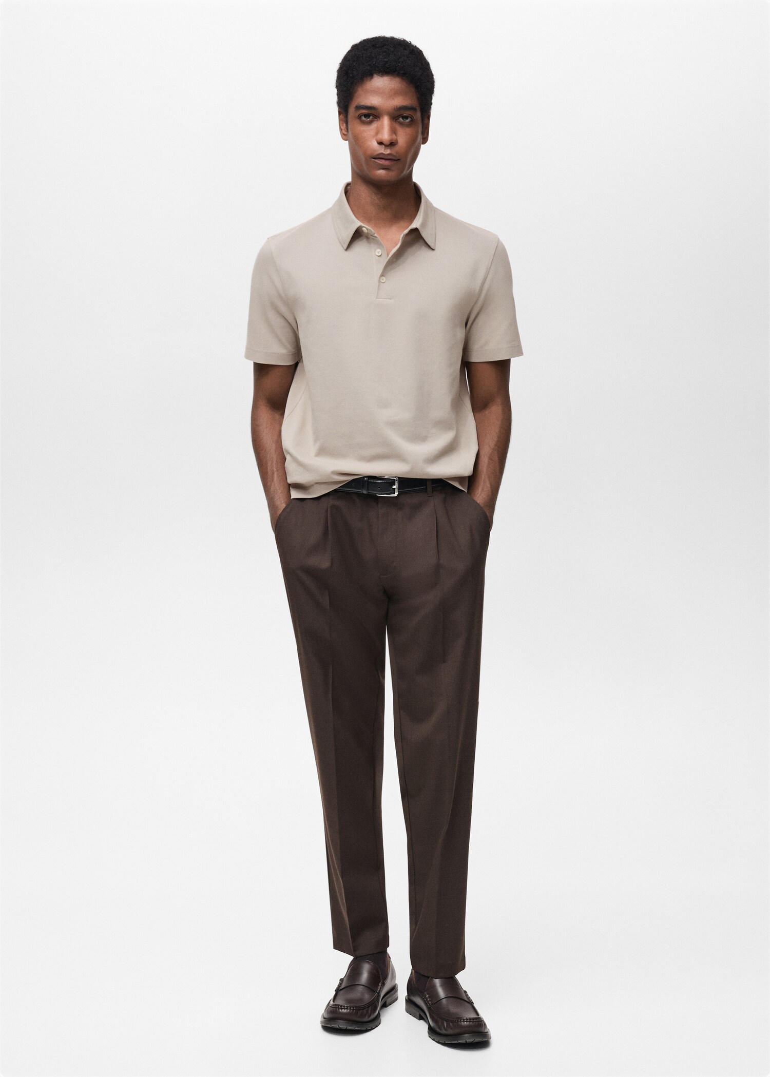 Slim-fit cotton-piqué polo shirt - General plane
