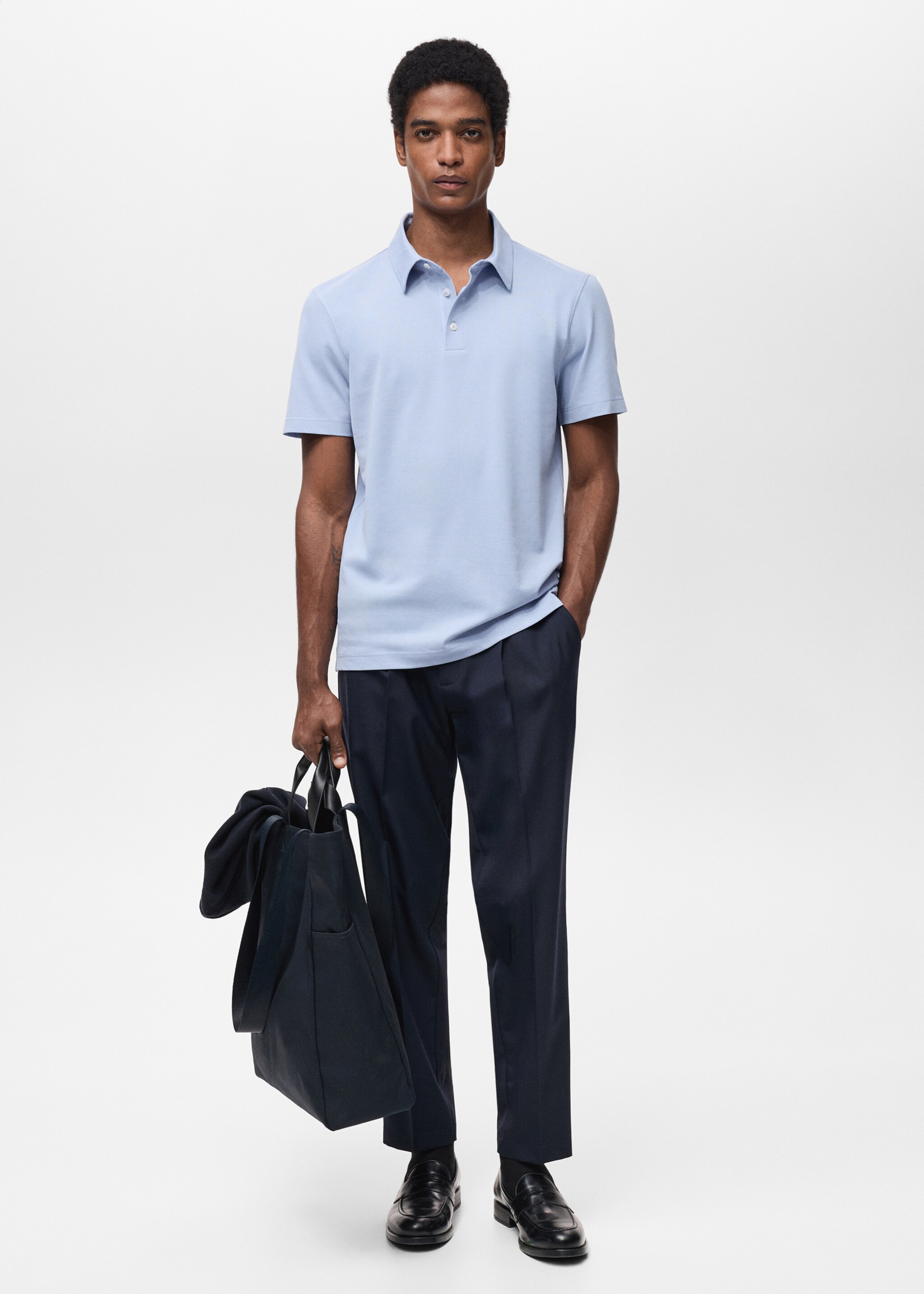 Slim-fit cotton-piqué polo shirt - General plane