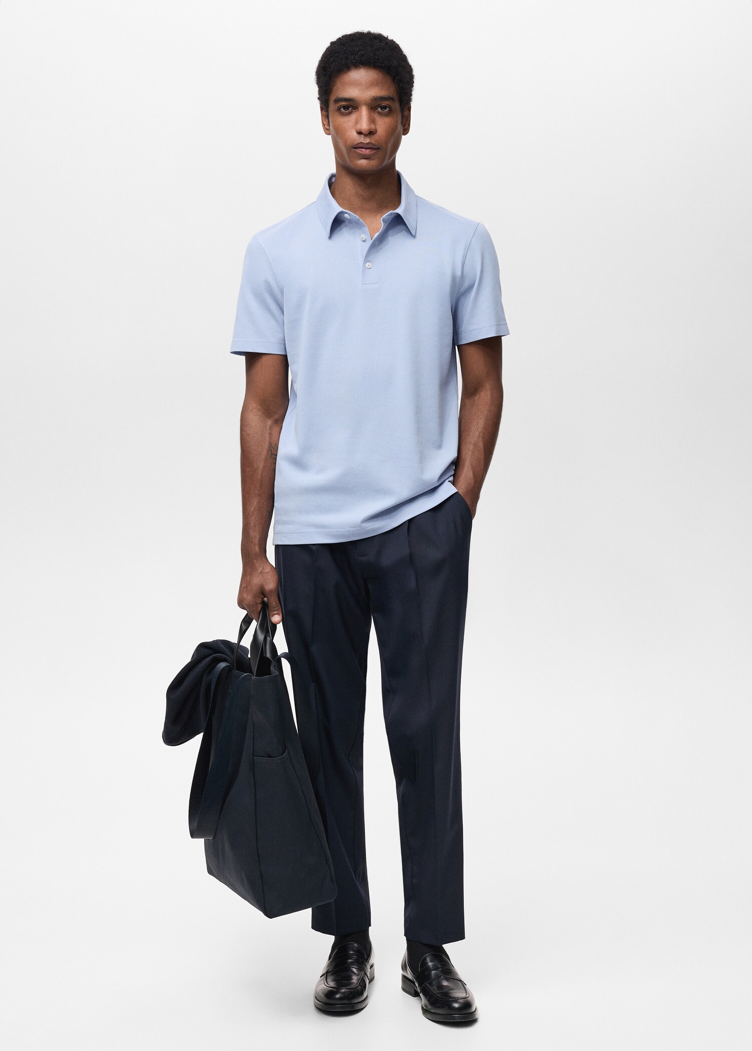 Slim-fit cotton-piqué polo shirt - General plane