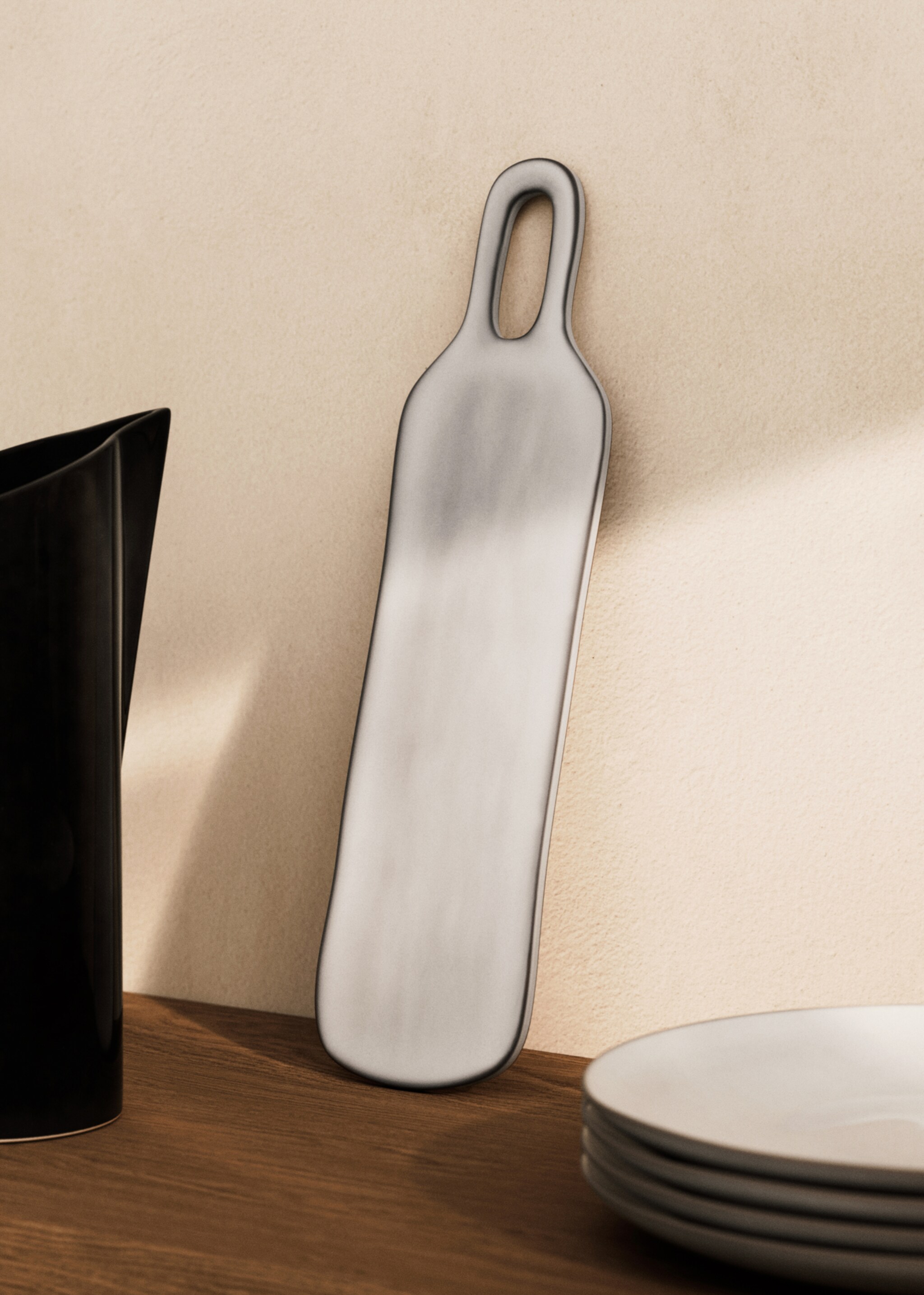 Rectangular stoneware table with contrast edge - General plane