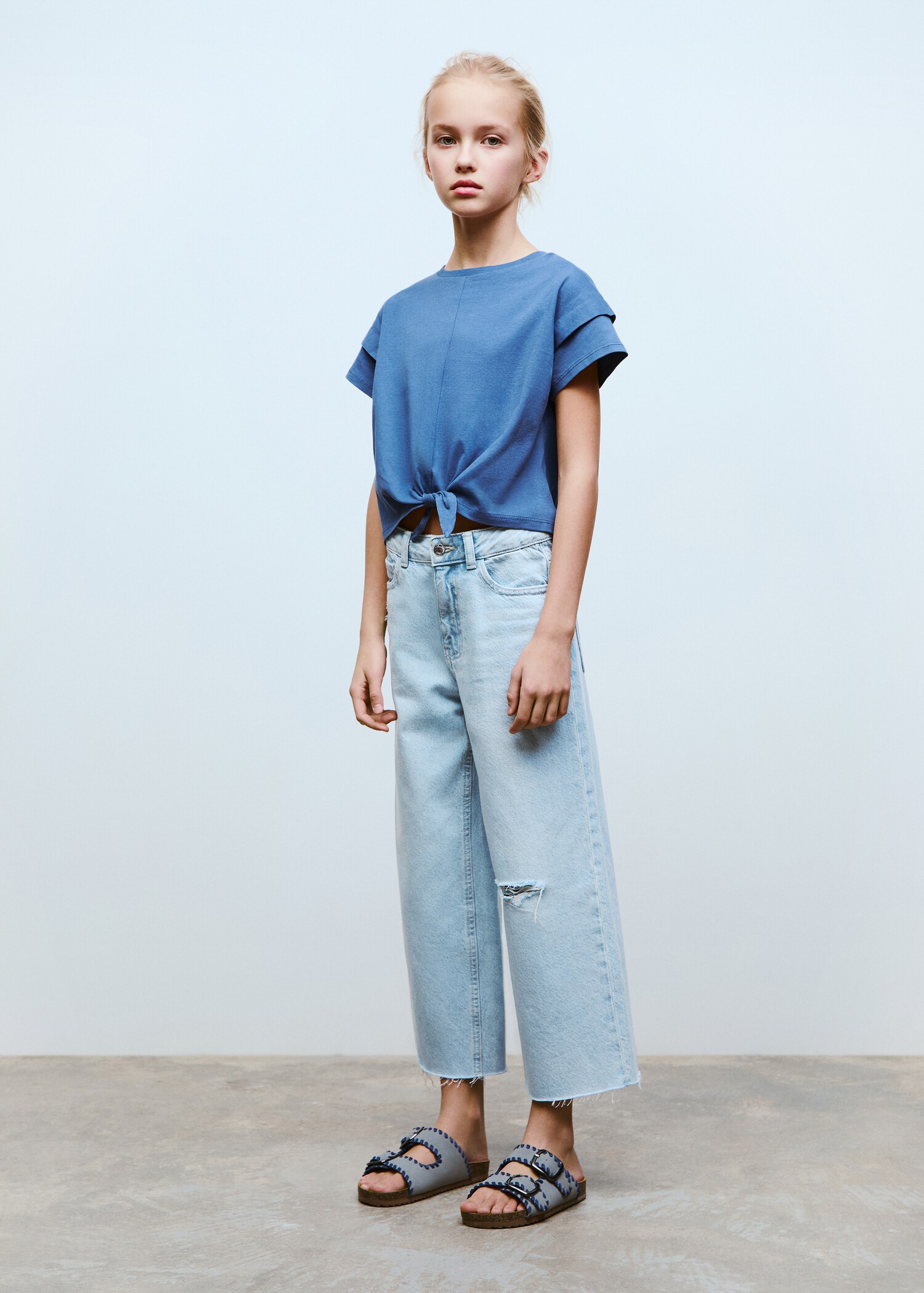 T-shirt coton détail nœud - Plan général
