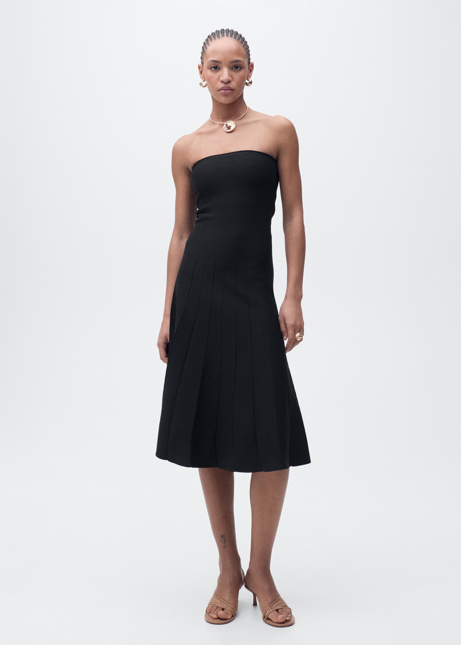 Schulterfreies A-Linien-Strickkleid - Allgemeine Ansicht