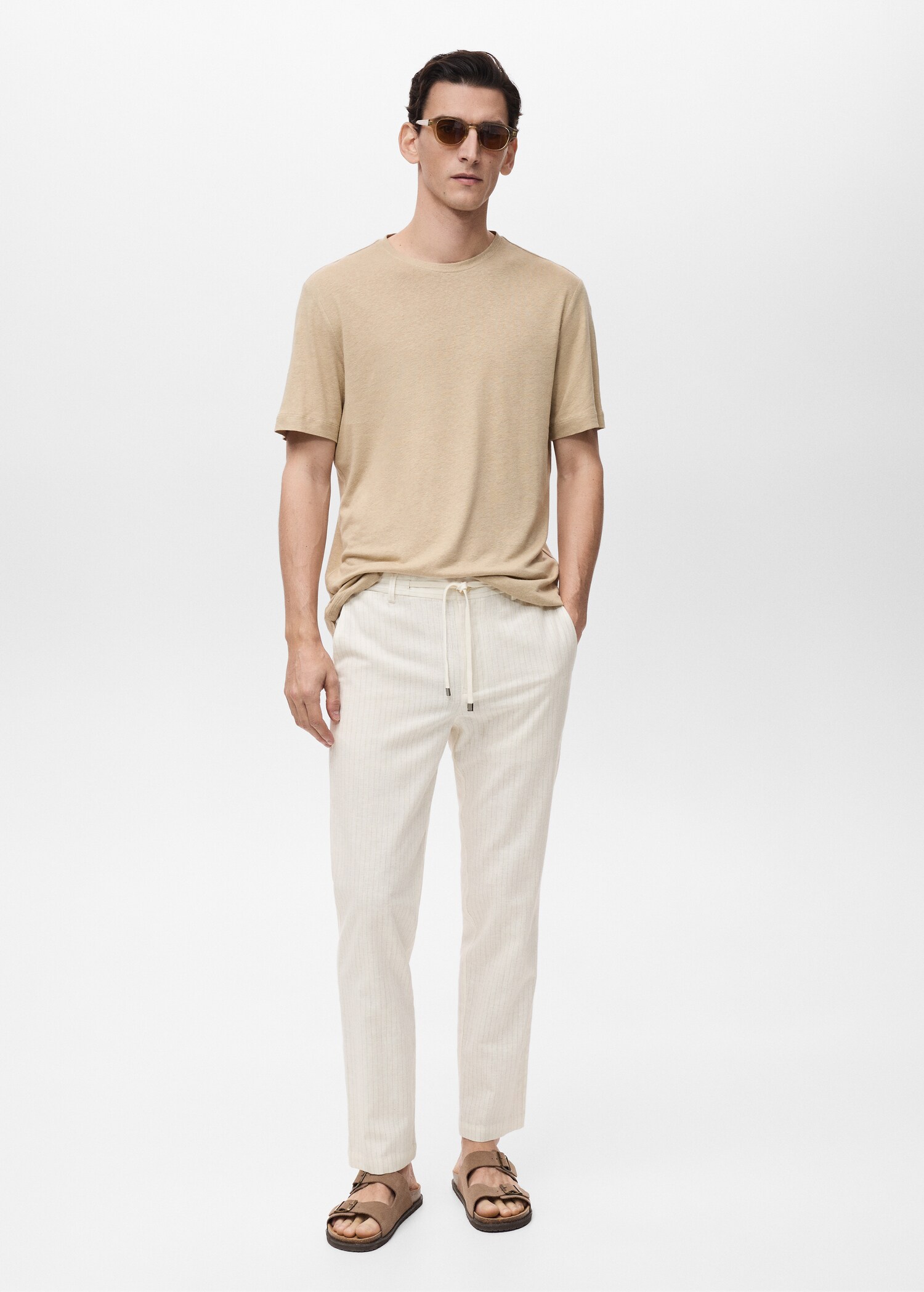 Pantalon lin fines rayures - Plan général