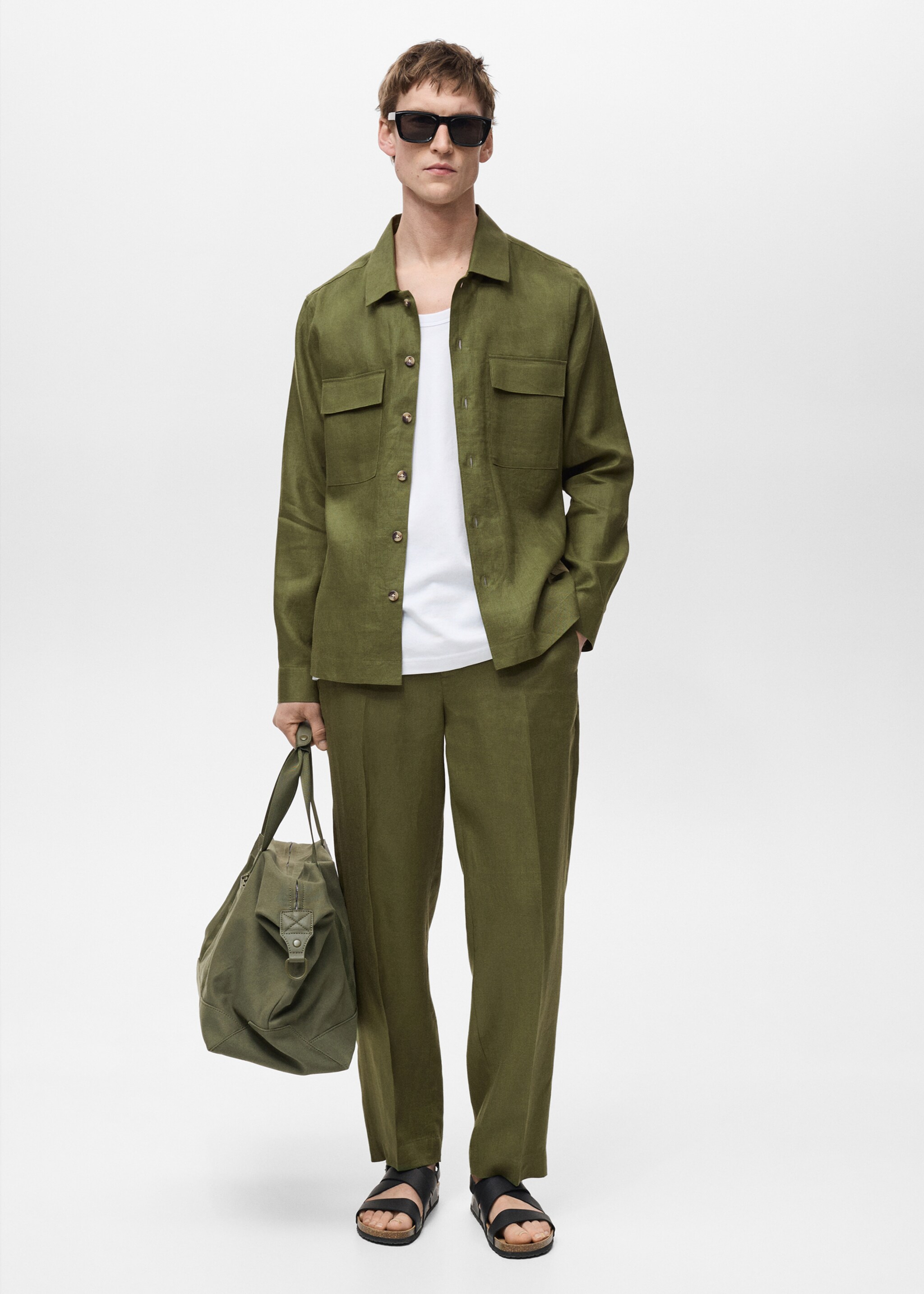 Pantalón 100% lino regular fit - Plano general
