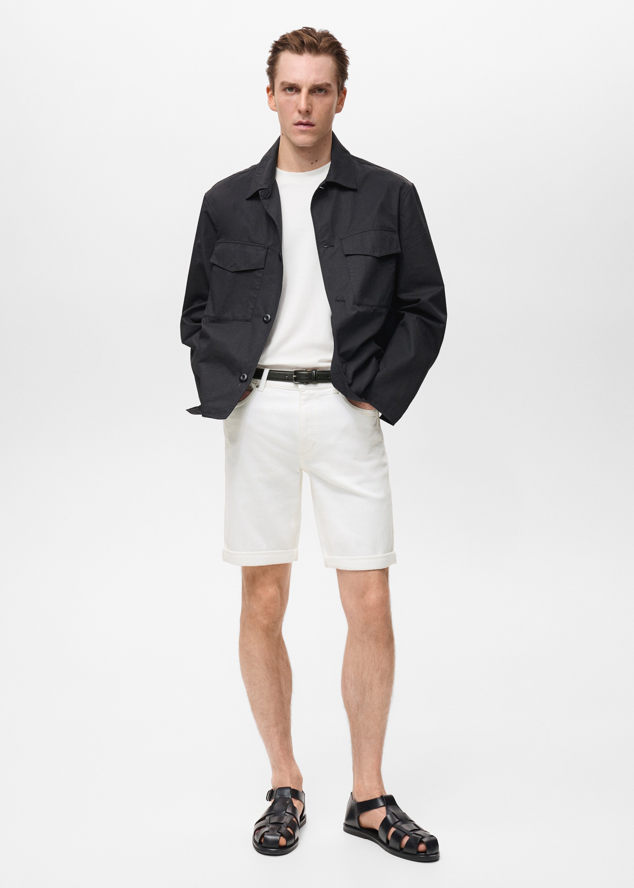 Calções de ganga slim fit - Plano geral