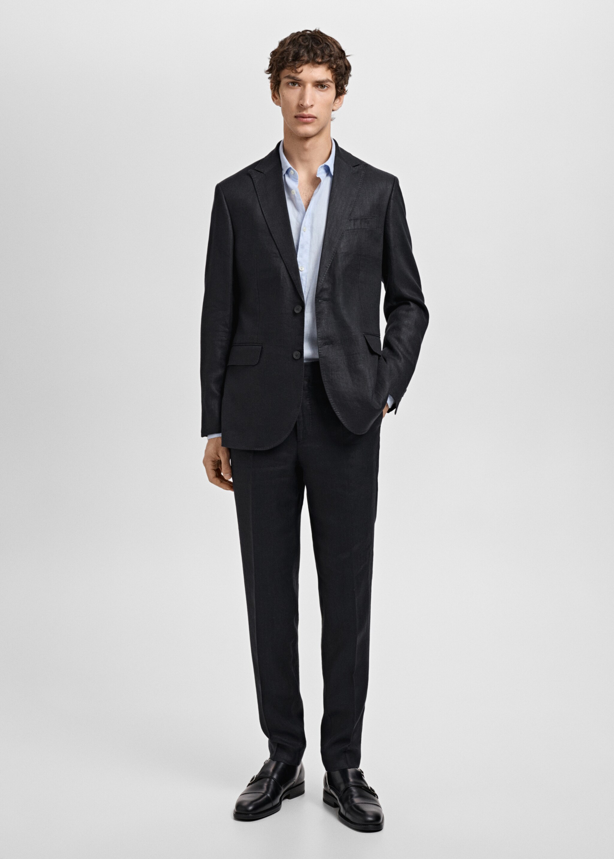 Amerikansk dress 100% lin slim fit - Total bildeutsnitt