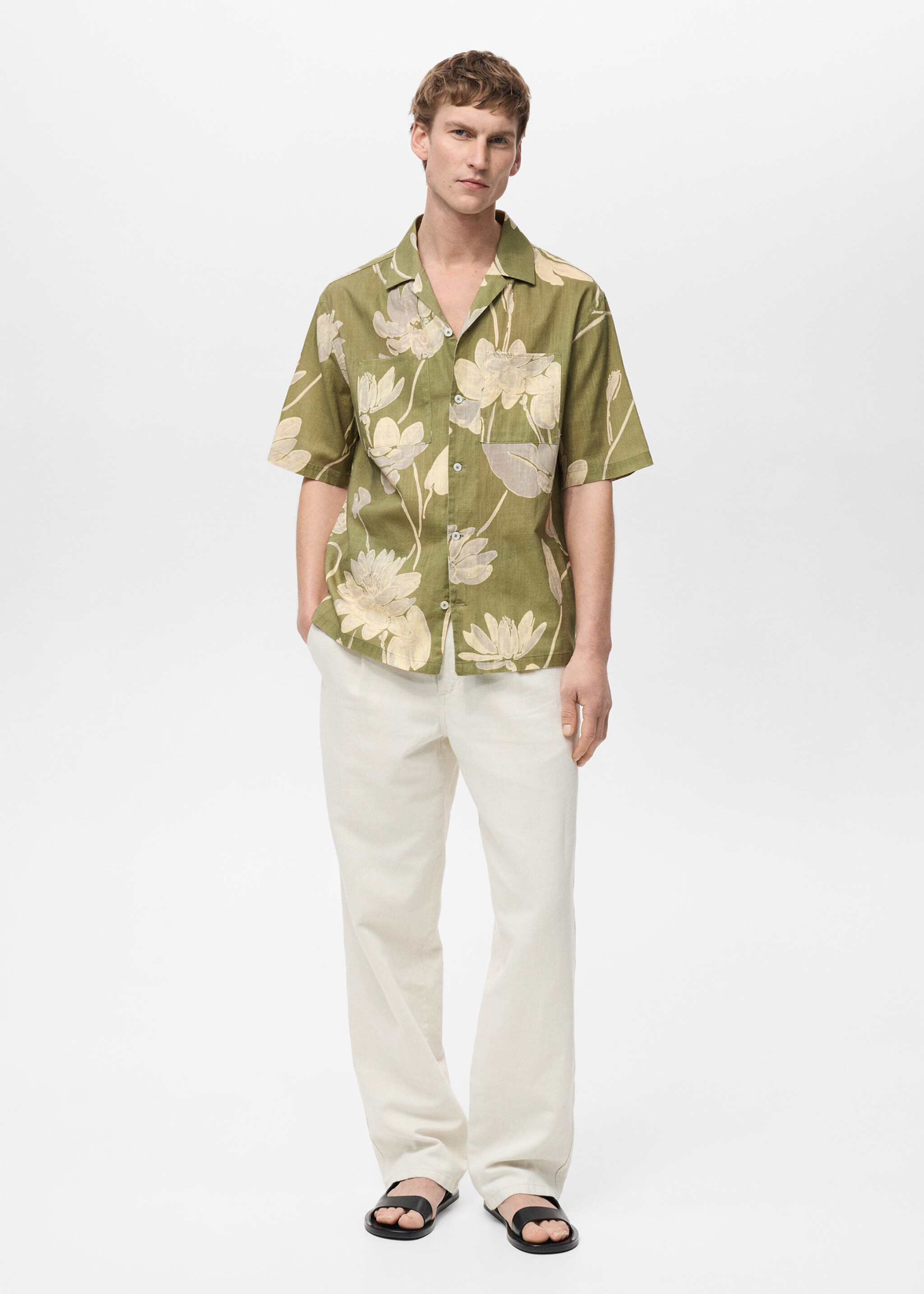 Floral-print cotton shirt - General plane