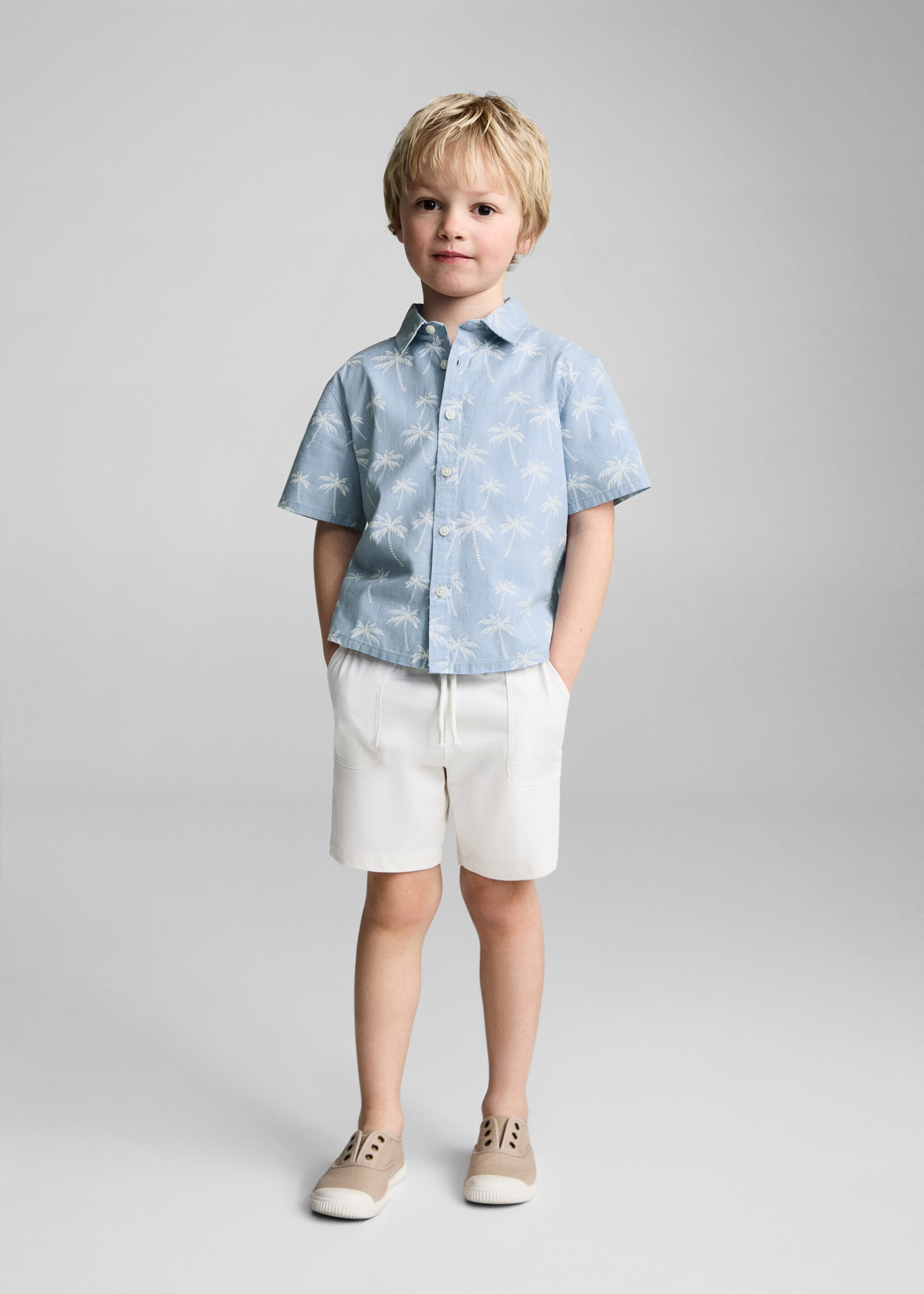 Palm print cotton shirt - General plane
