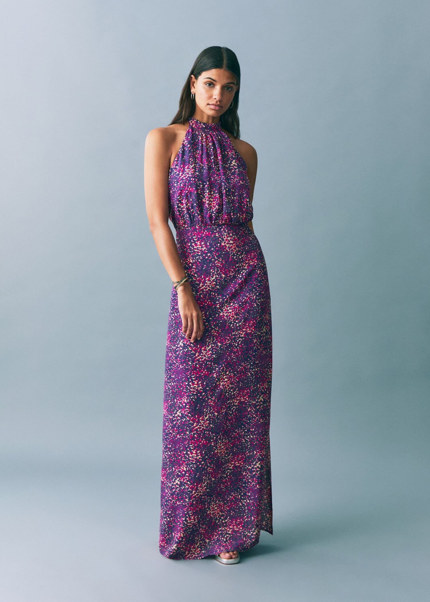 Halter-neck printed dress - General plane