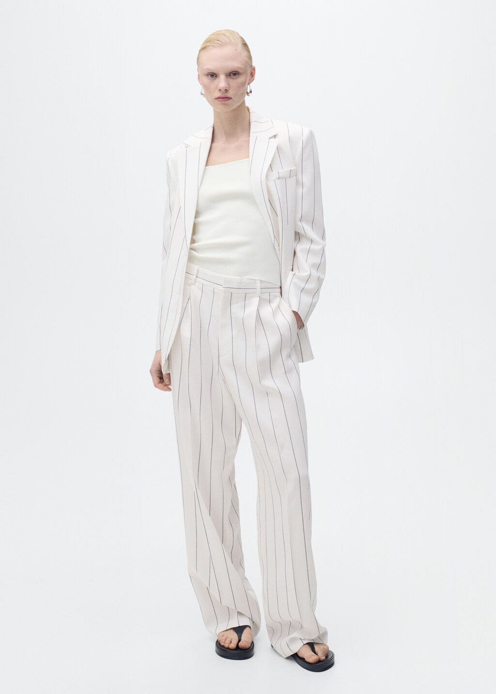 Fine-knit top with low neckline