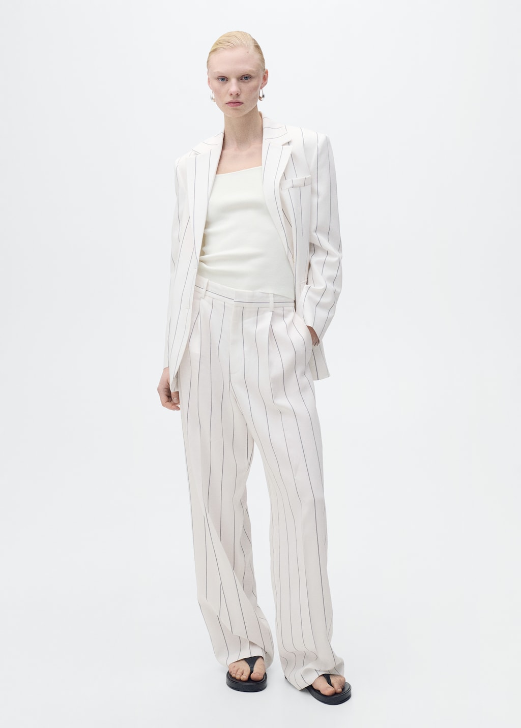 Fine-knit top with low neckline