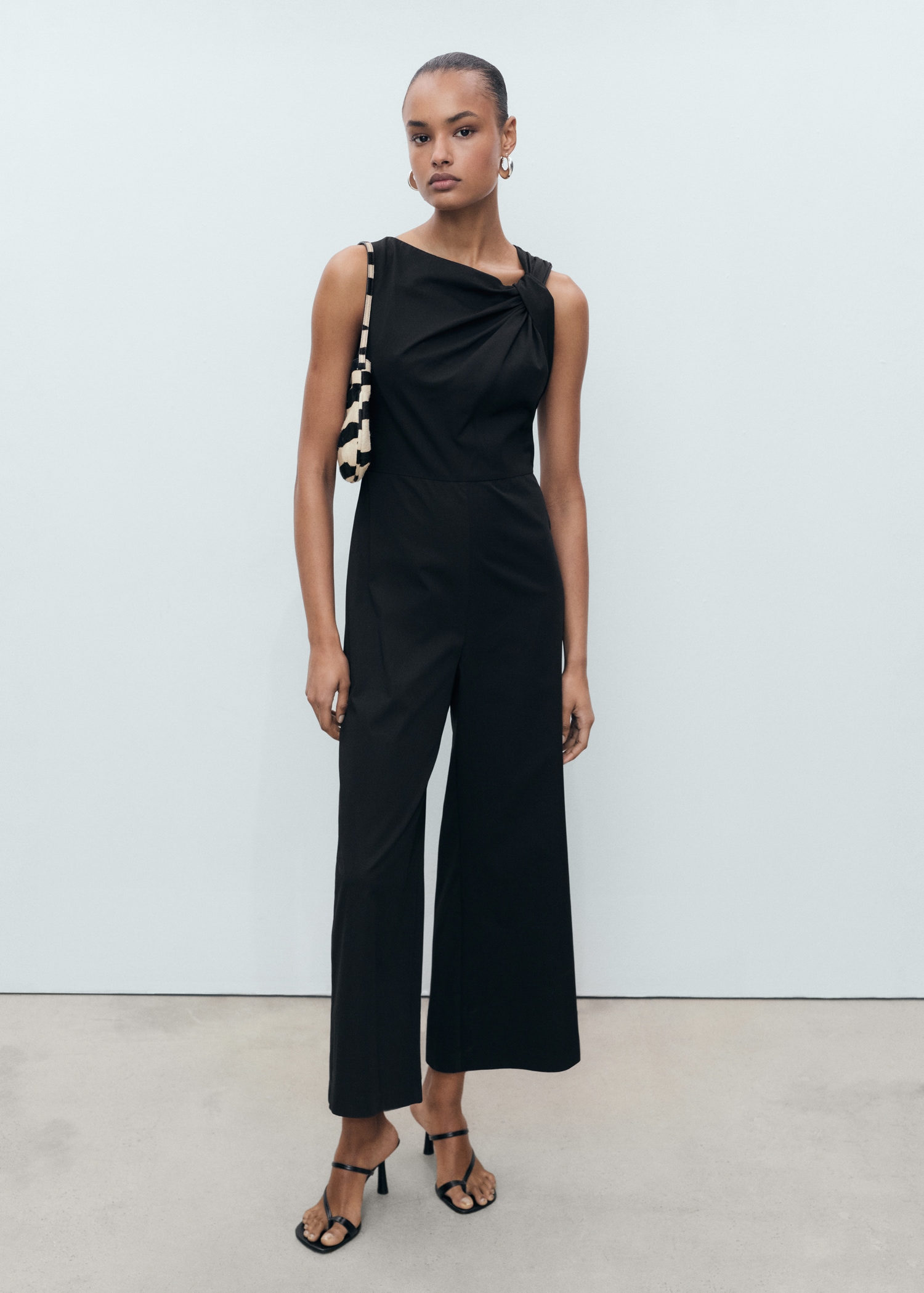 Long culotte jumpsuit with draped neck Women MANGO Mauritius