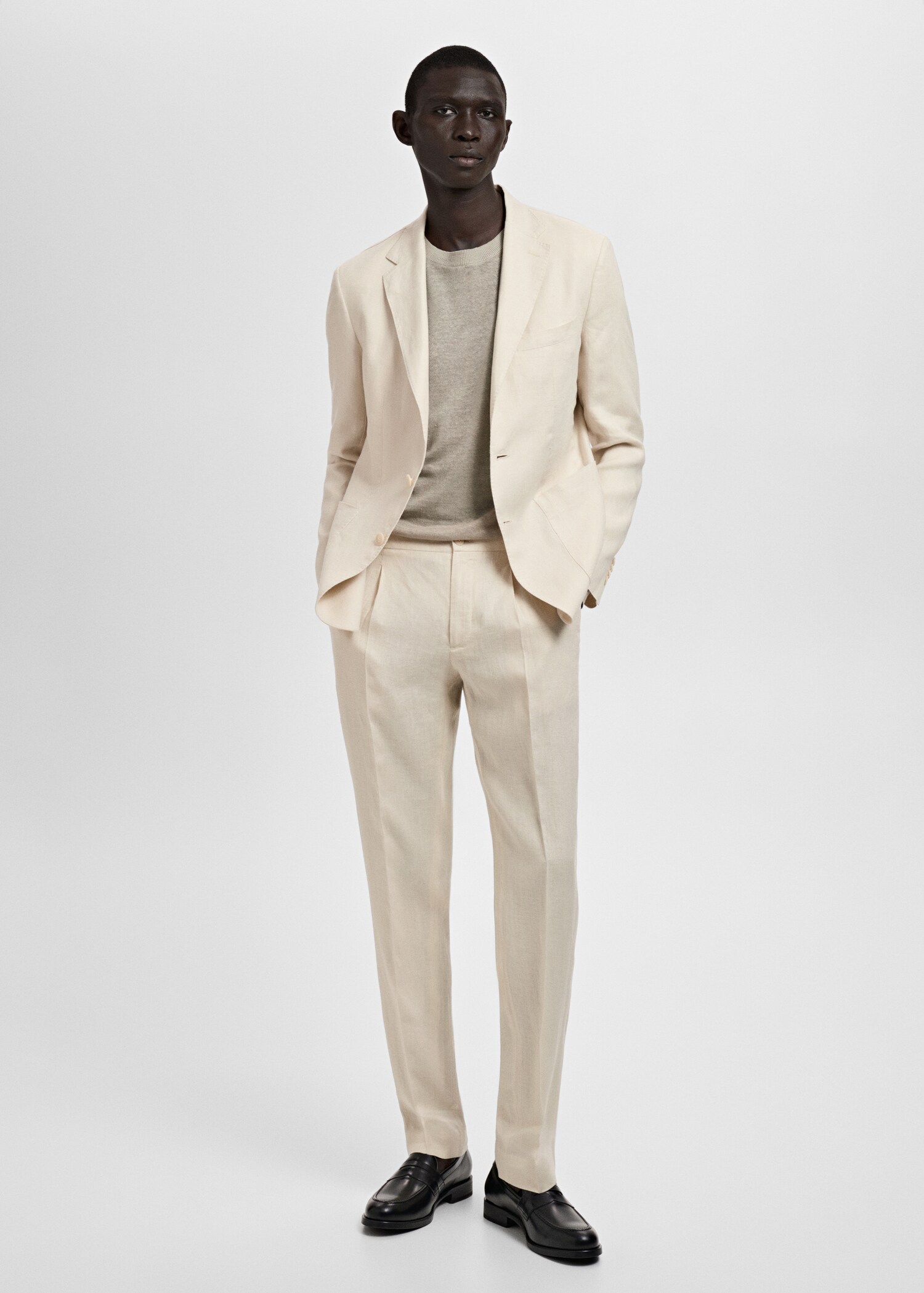 Öltöny nadrág Salerno 100% len slim fit - Általános sík