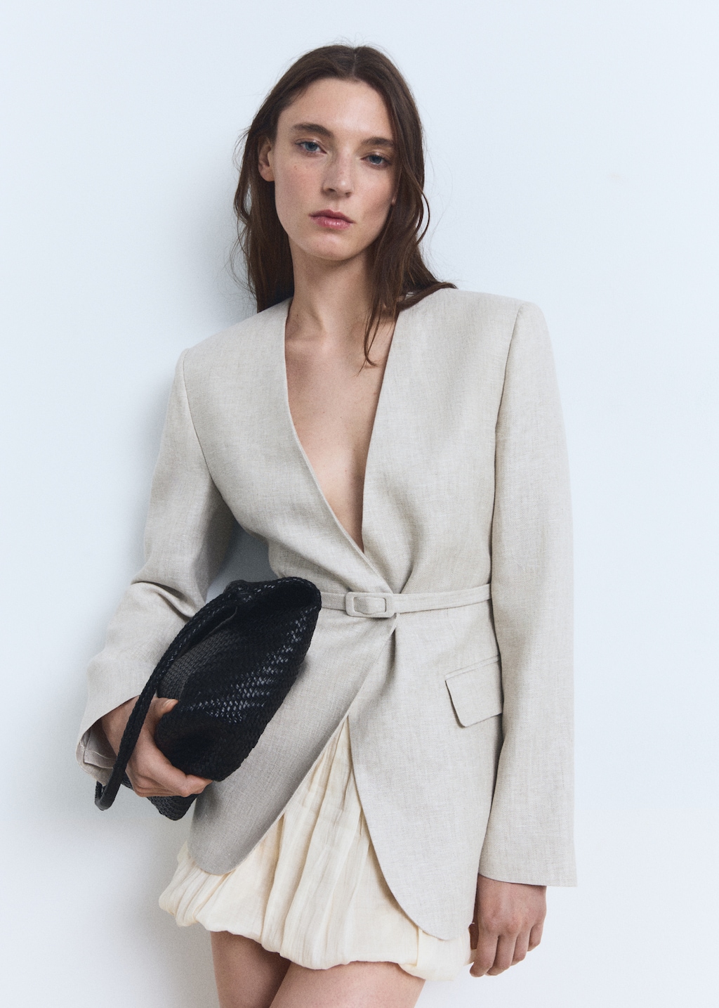 Medium braided leather shoulder bag