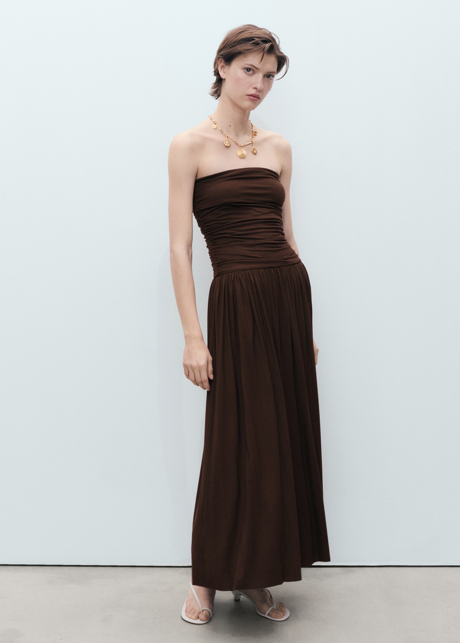 Vestido palabra de honor combinado - Plano general