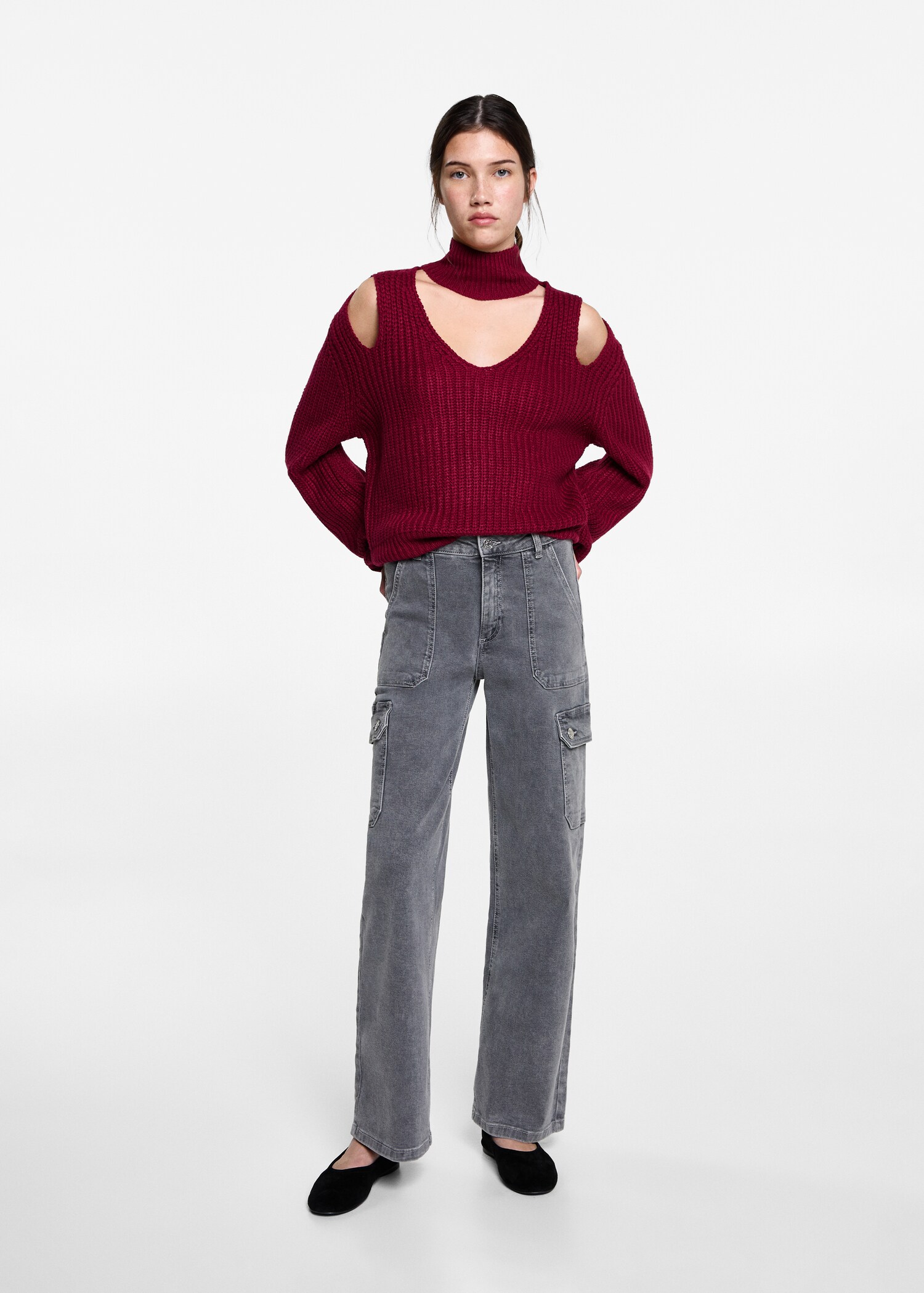 Oversized sweater with openings - General plane