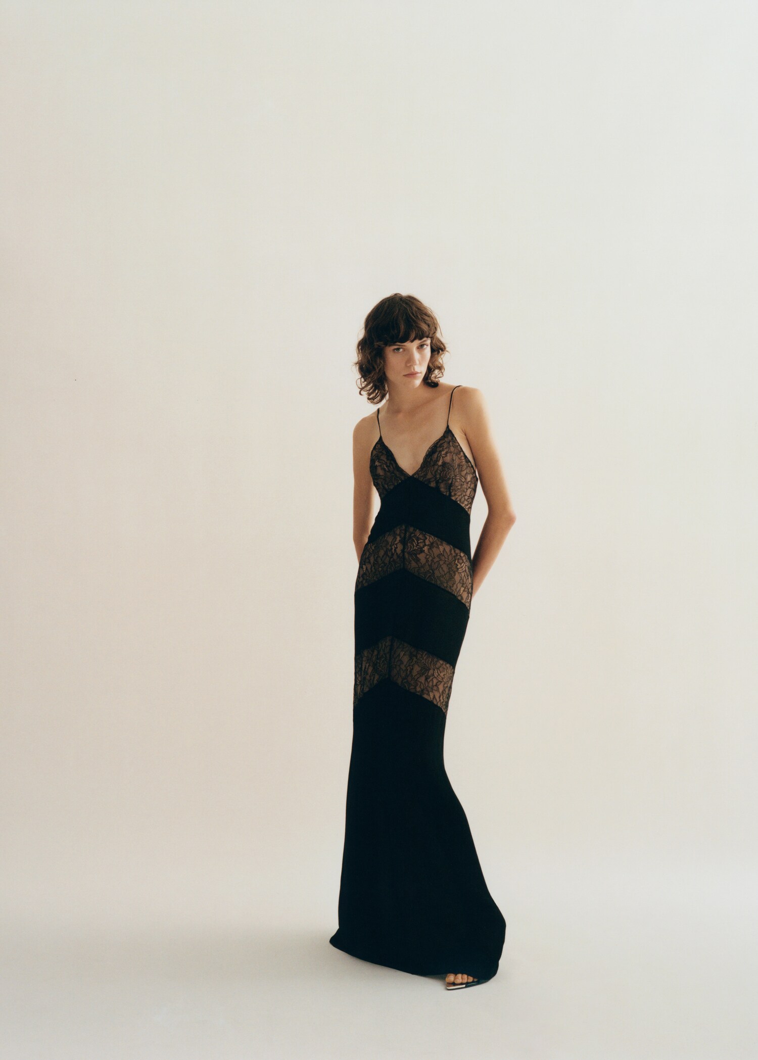 mango black lace maxi dress MANGO - Long lace dress Black - 4