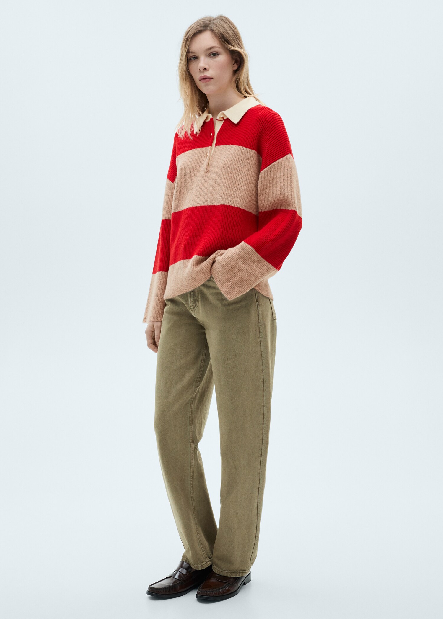 Striped polo-neck sweater - General plane