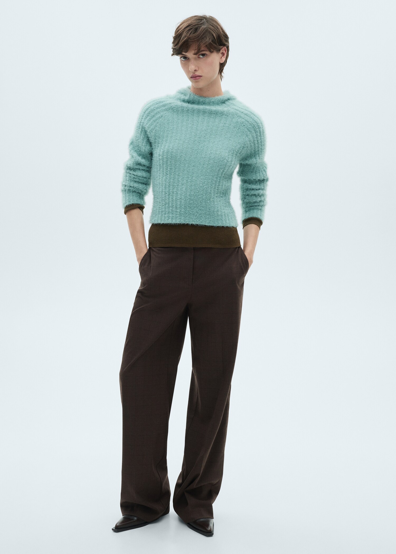 Fur-effect hooded sweater - General plane