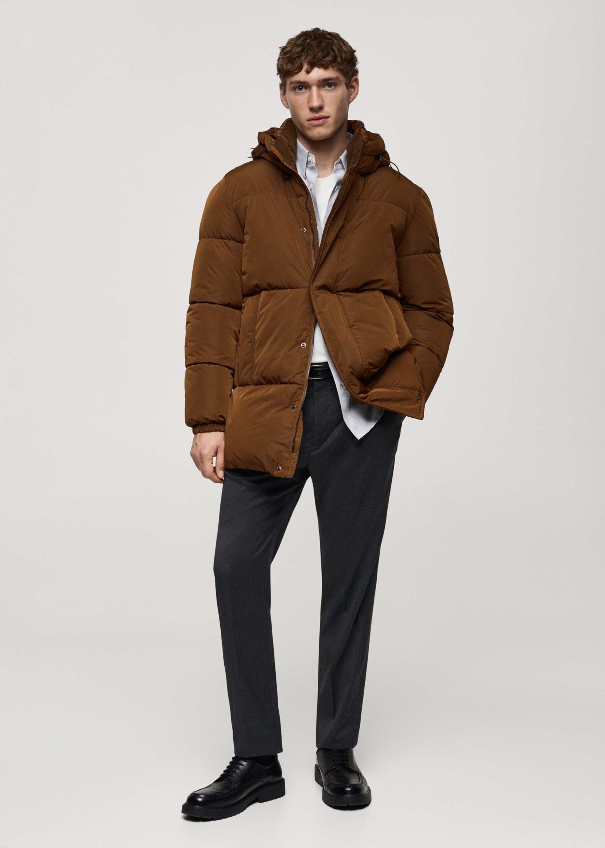 Water-repellent hooded quilted anorak - General plane