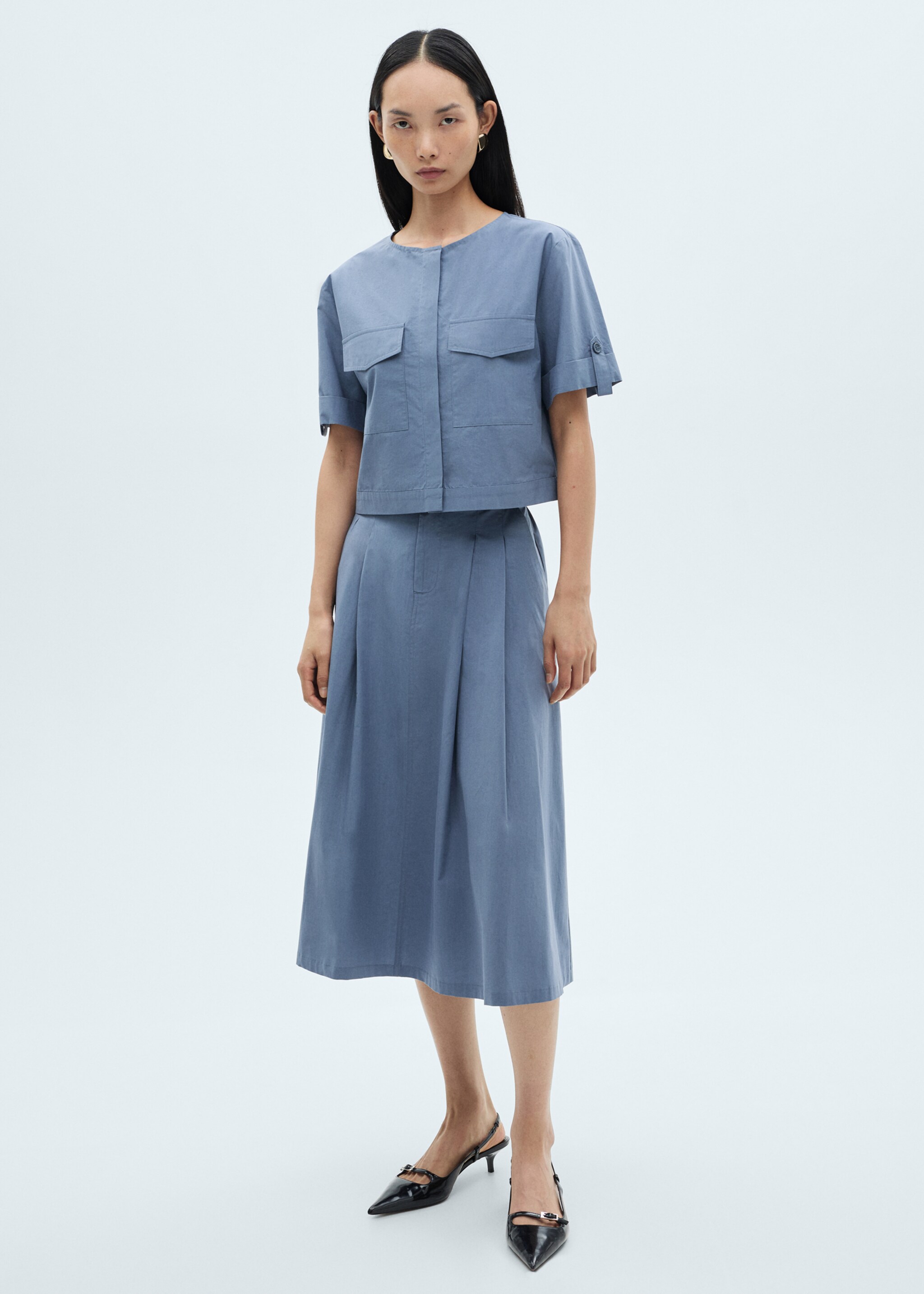 Katoenen blouse met zakken - Overzichtstekening