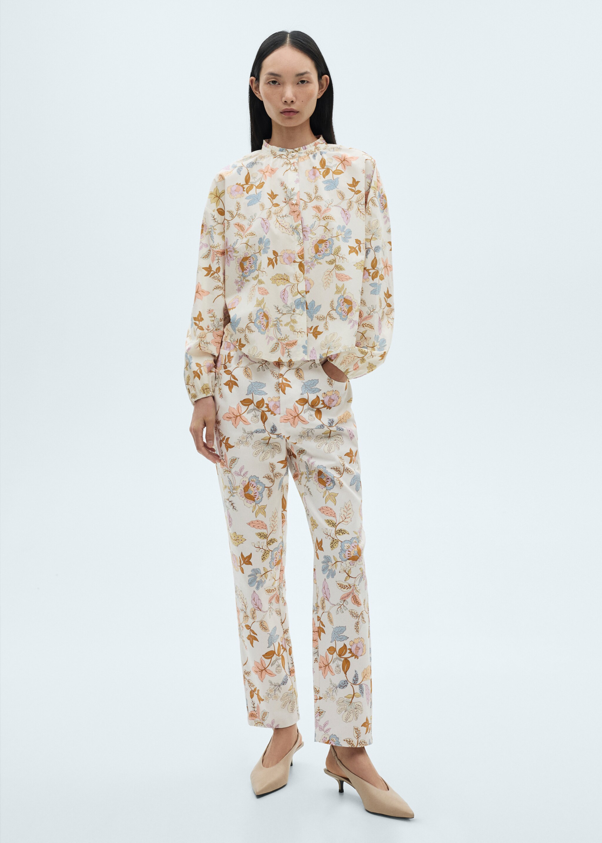 Blusa algodón estampado flores - Plano general