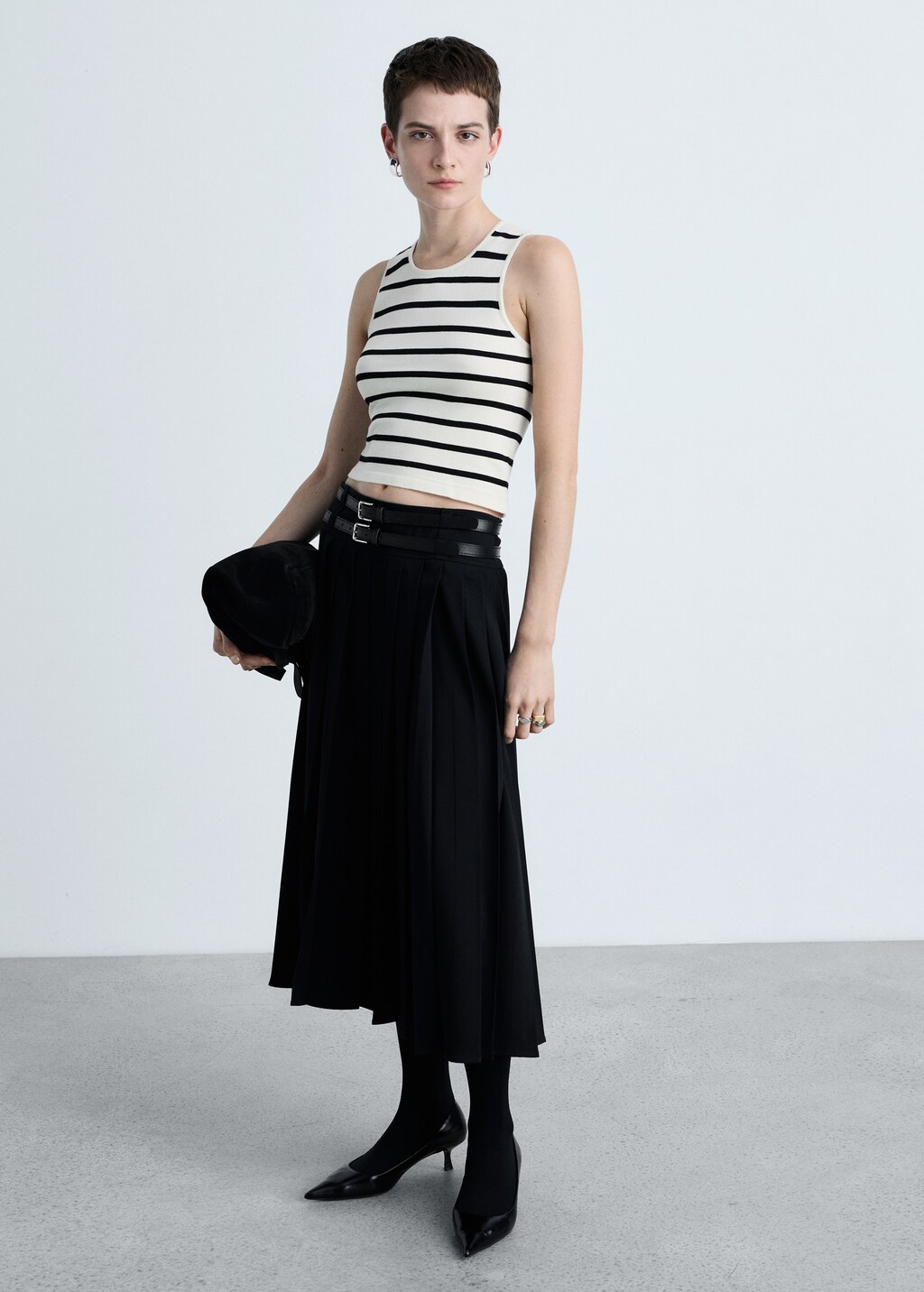 Striped knitted crop top