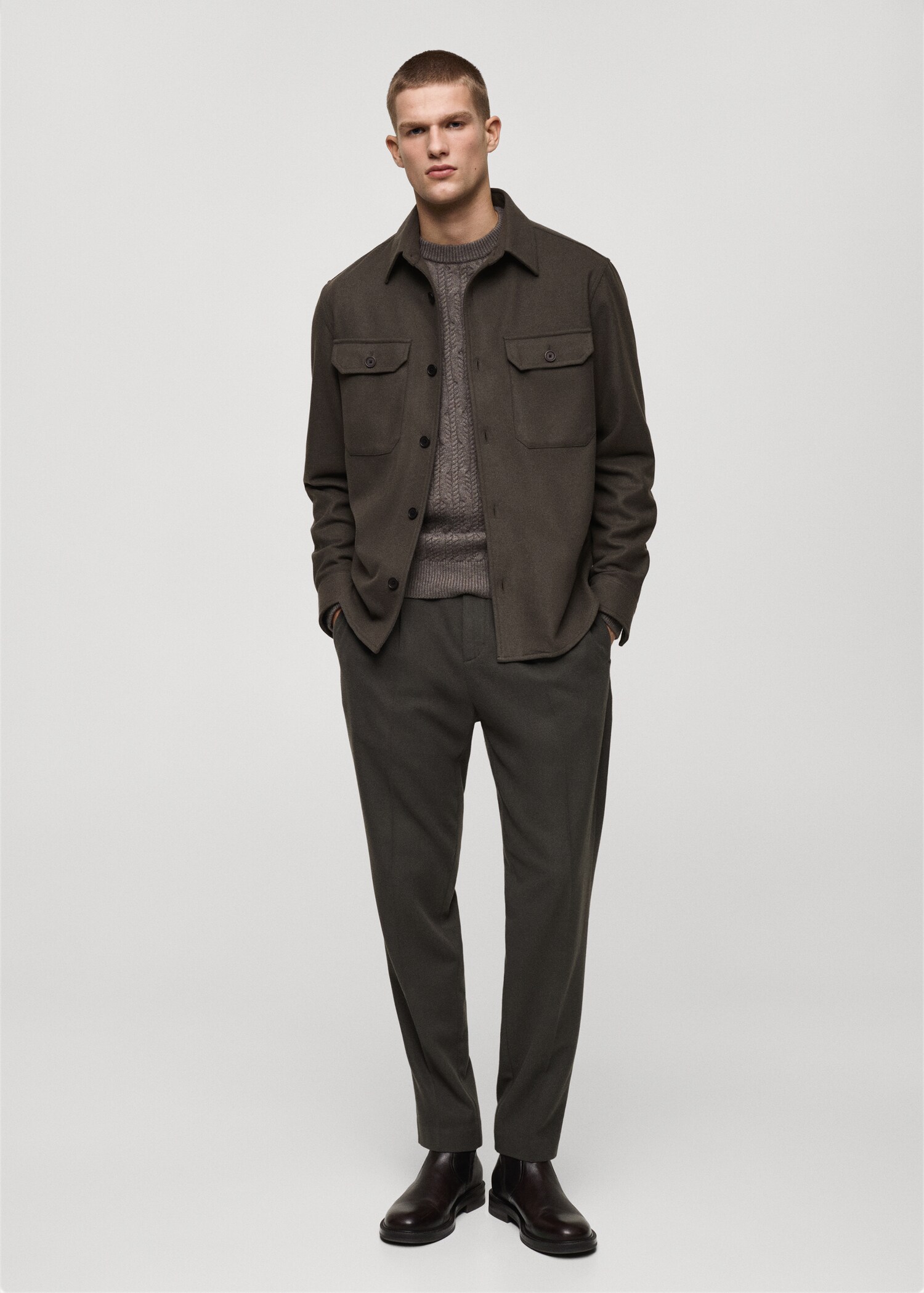 Flanell-Overshirt aus Wollgemisch - Allgemeine Ansicht