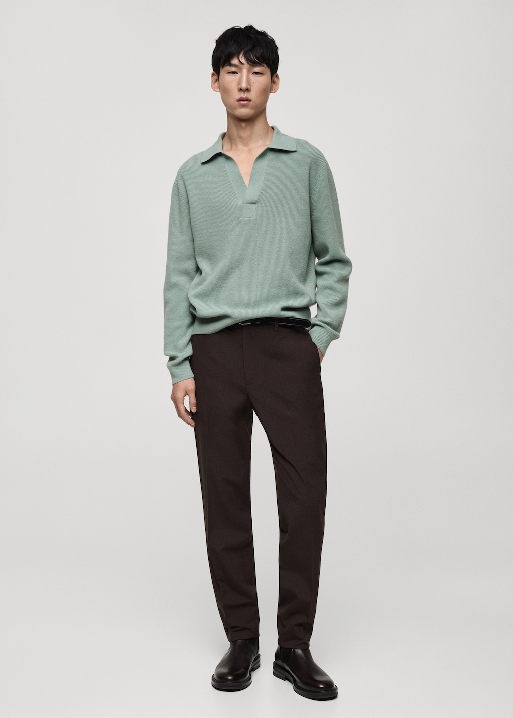 Knitted wool blend polo sweater - Men | MANGO USA Knitted wool blend polo sweater - Men | MANGO USA
