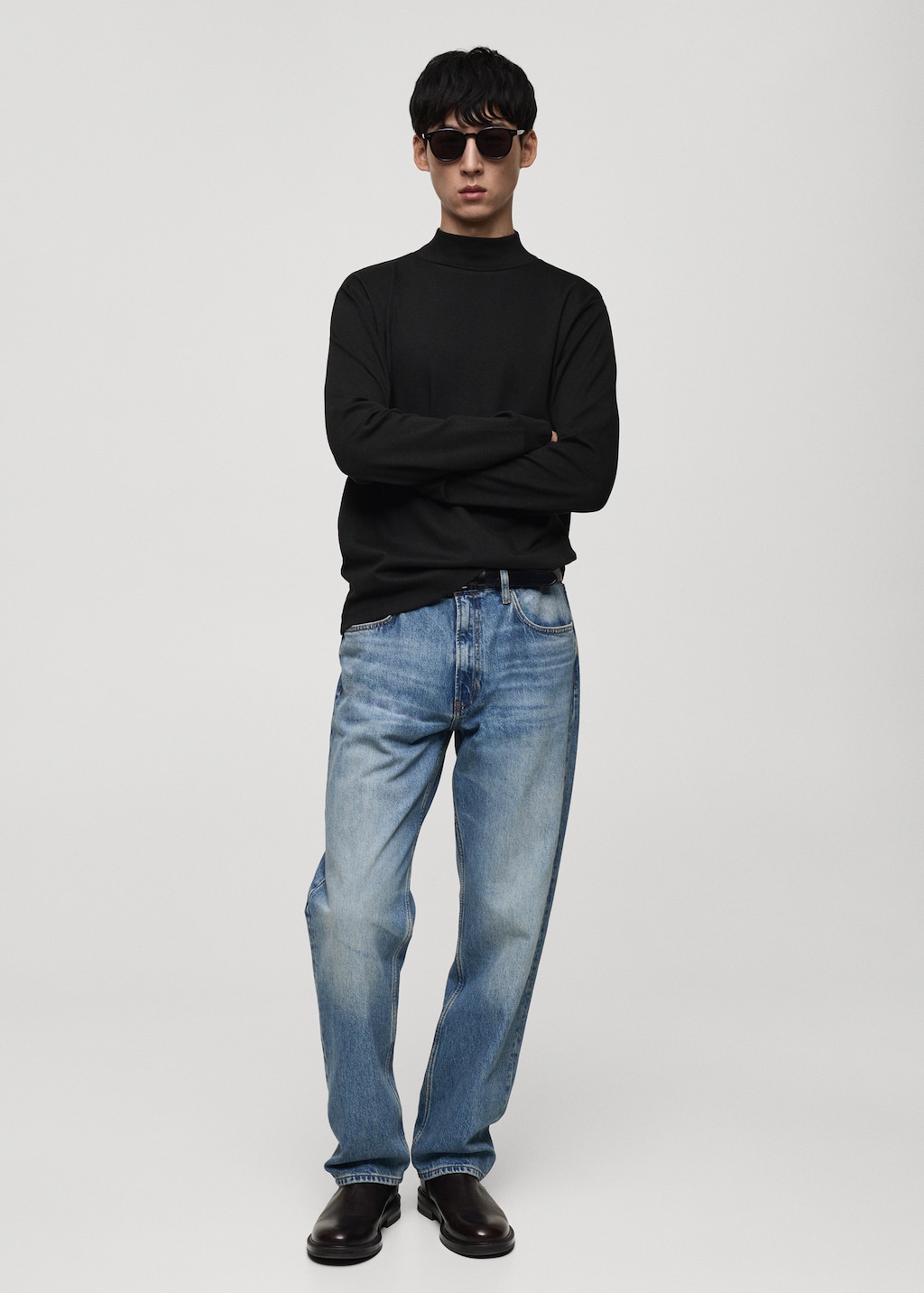 Long-sleeved t-shirt with perkins neck - Men | MANGO USA Long-sleeved t-shirt with perkins neck - Men | MANGO USA