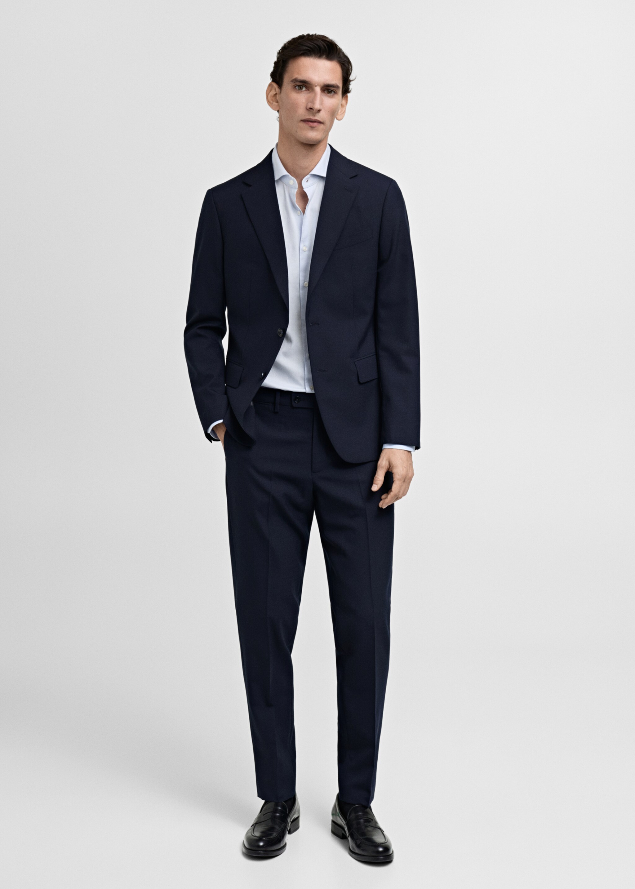 Slim-fit micro-print twill suit shirt - General plane