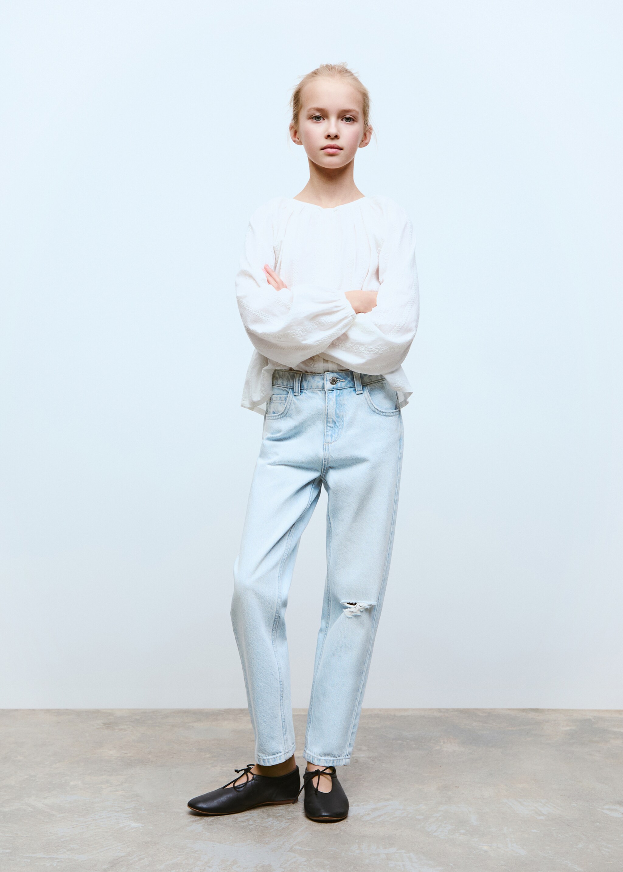Mom fit decorative rips jeans - General plane