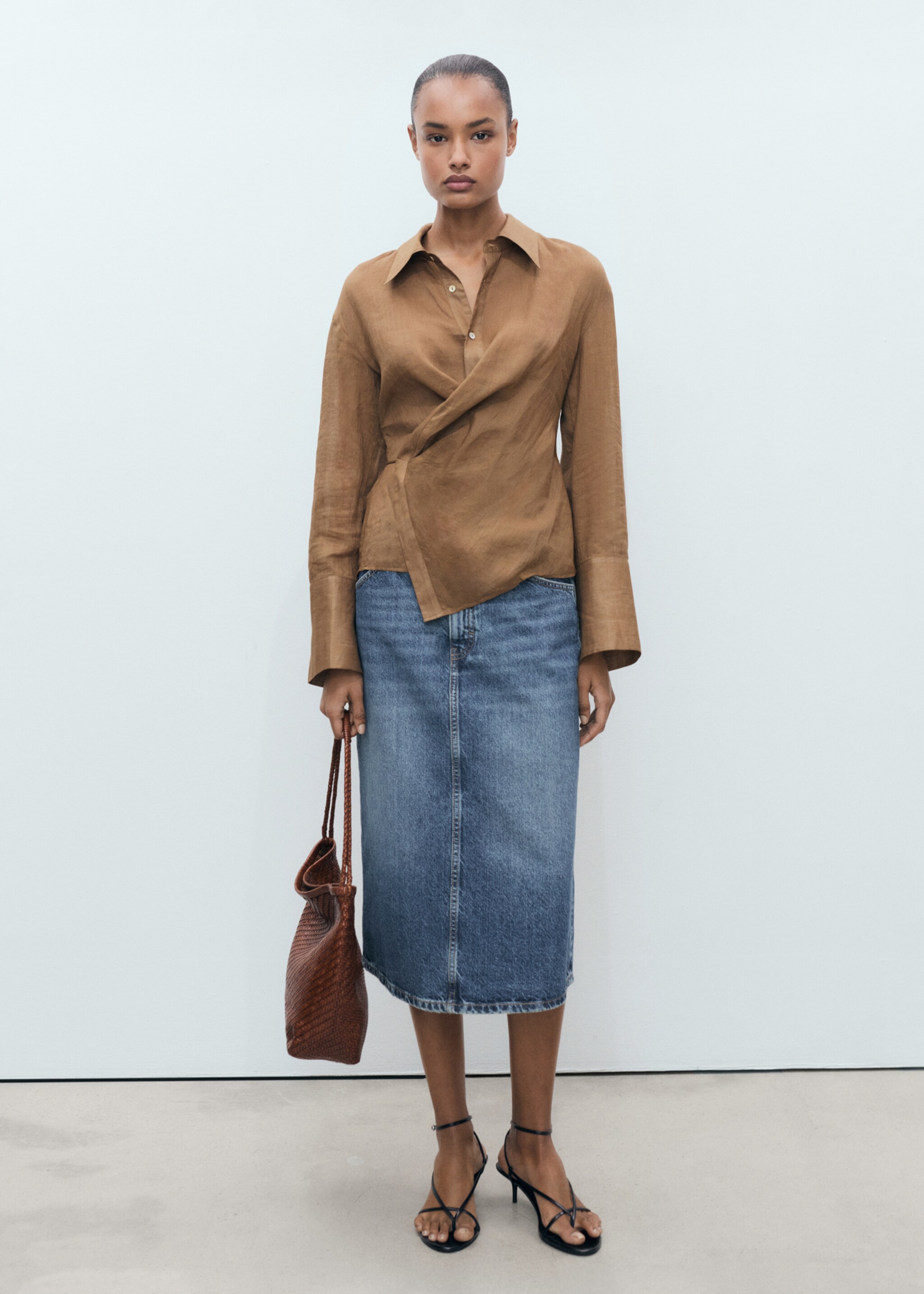 Denim midi-skirt - General plane
