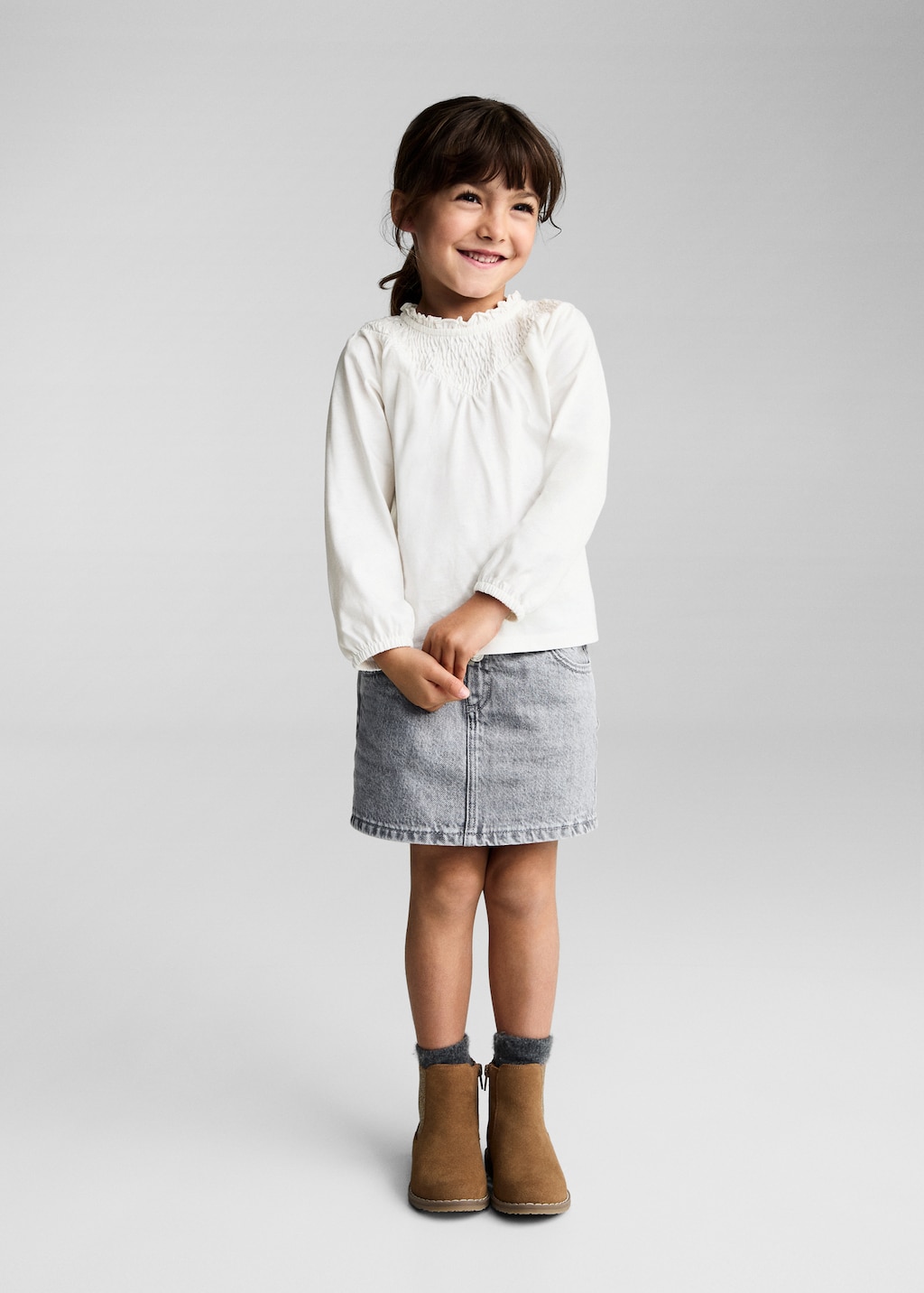 Gathered neck T-shirt - Kids | MANGO USA Gathered neck T-shirt - Kids | MANGO USA