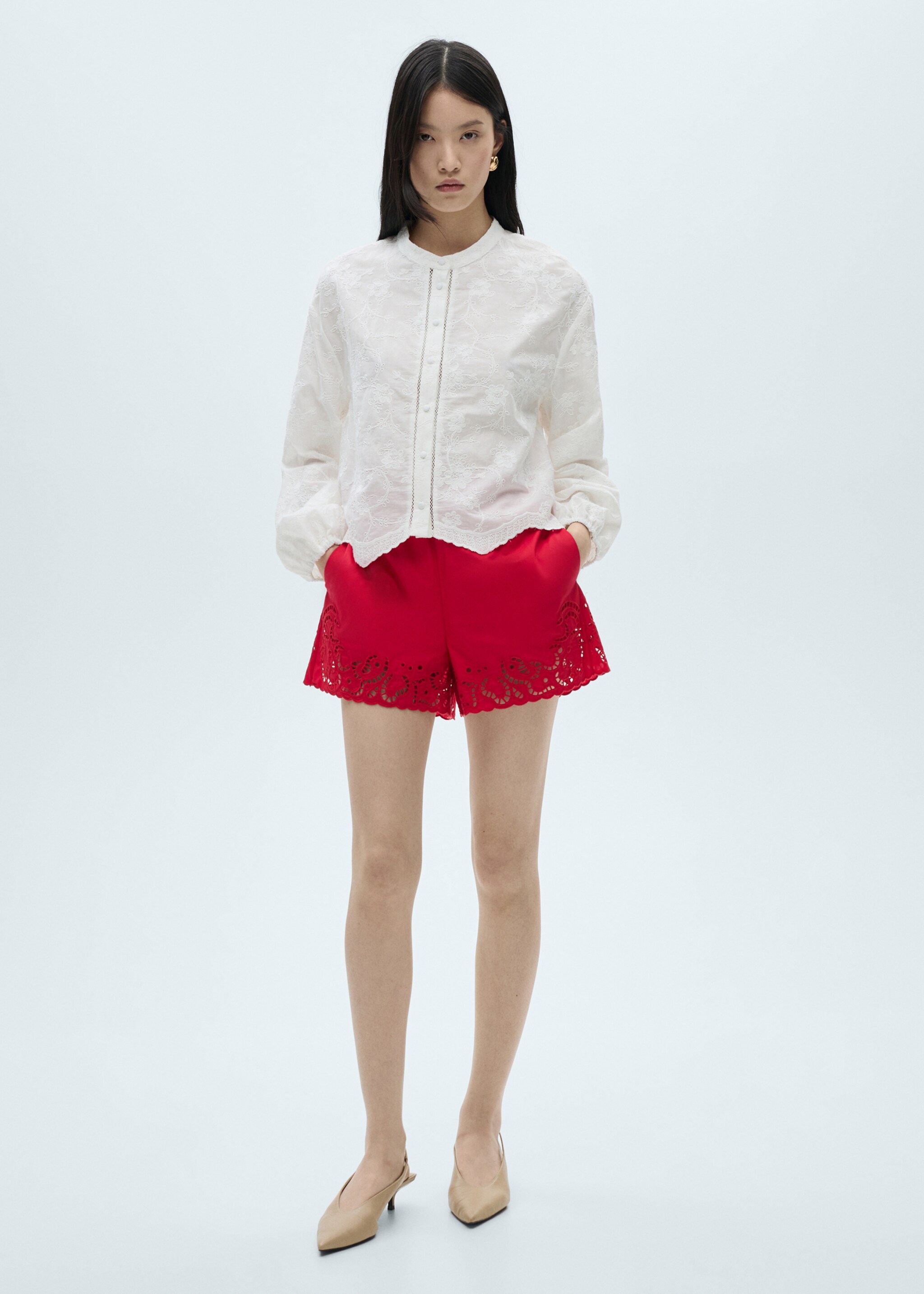 Blouse coton détails brodés - Plan général