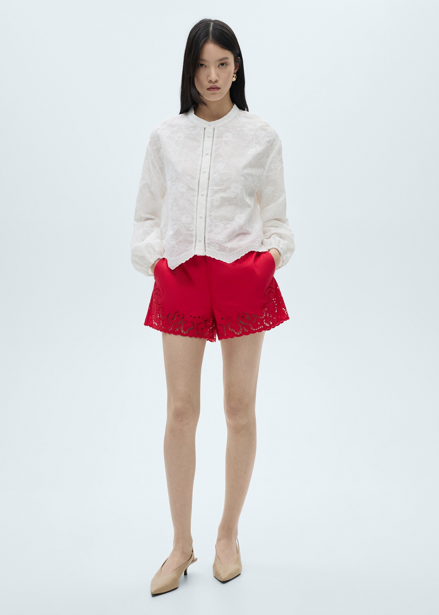 Blouse coton détails brodés - Plan général
