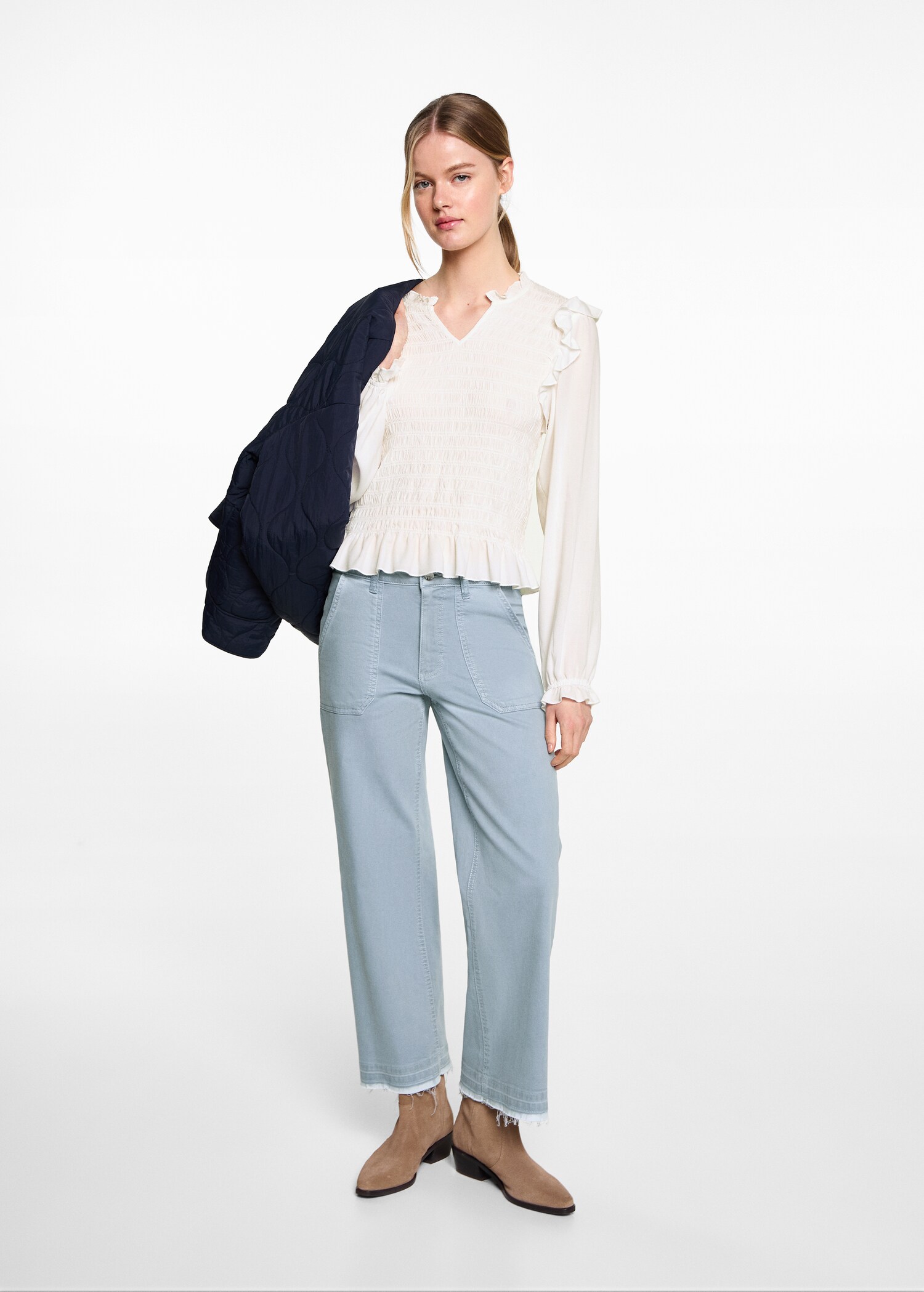 Ruched blouse with ruffles - General plane