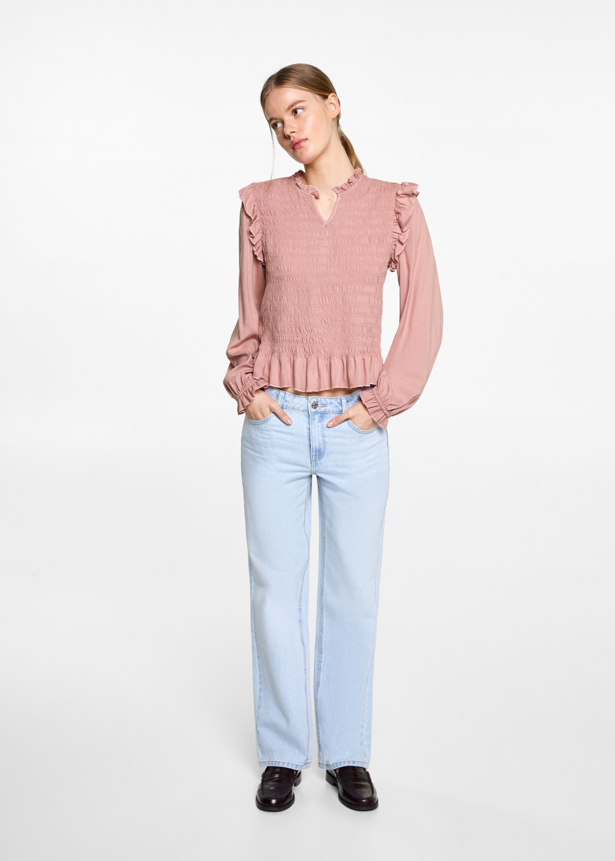Ruched blouse with ruffles - General plane